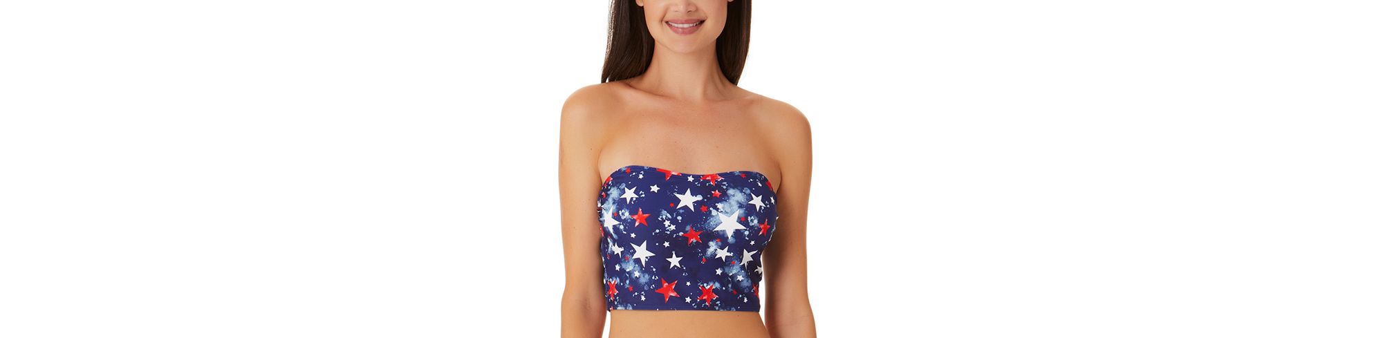 Juniors' Splatter-Star Long-Line Bandeau Premium Top