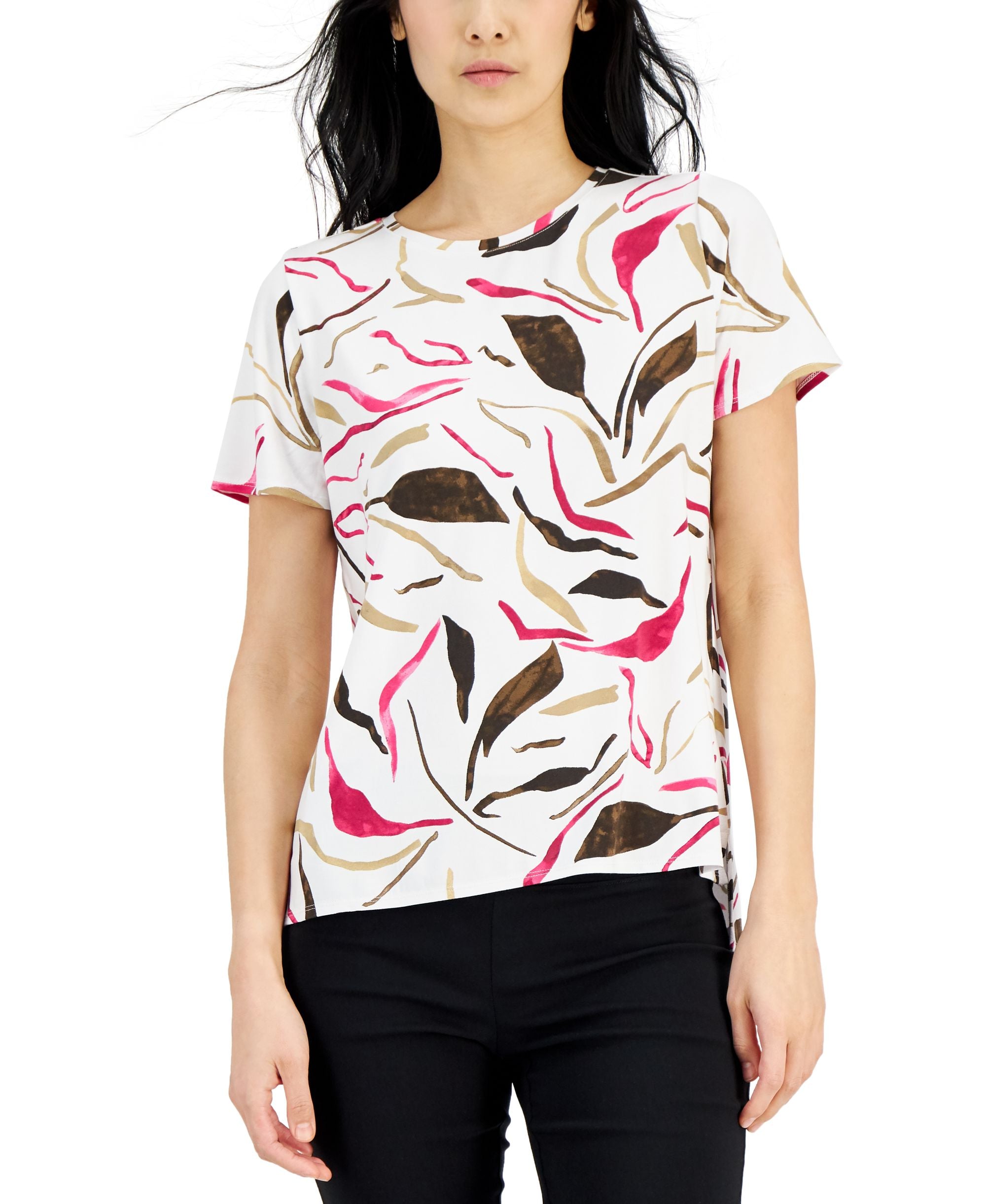 Alfani Womens Short-Sleeve Crewneck T-Modern Shirt