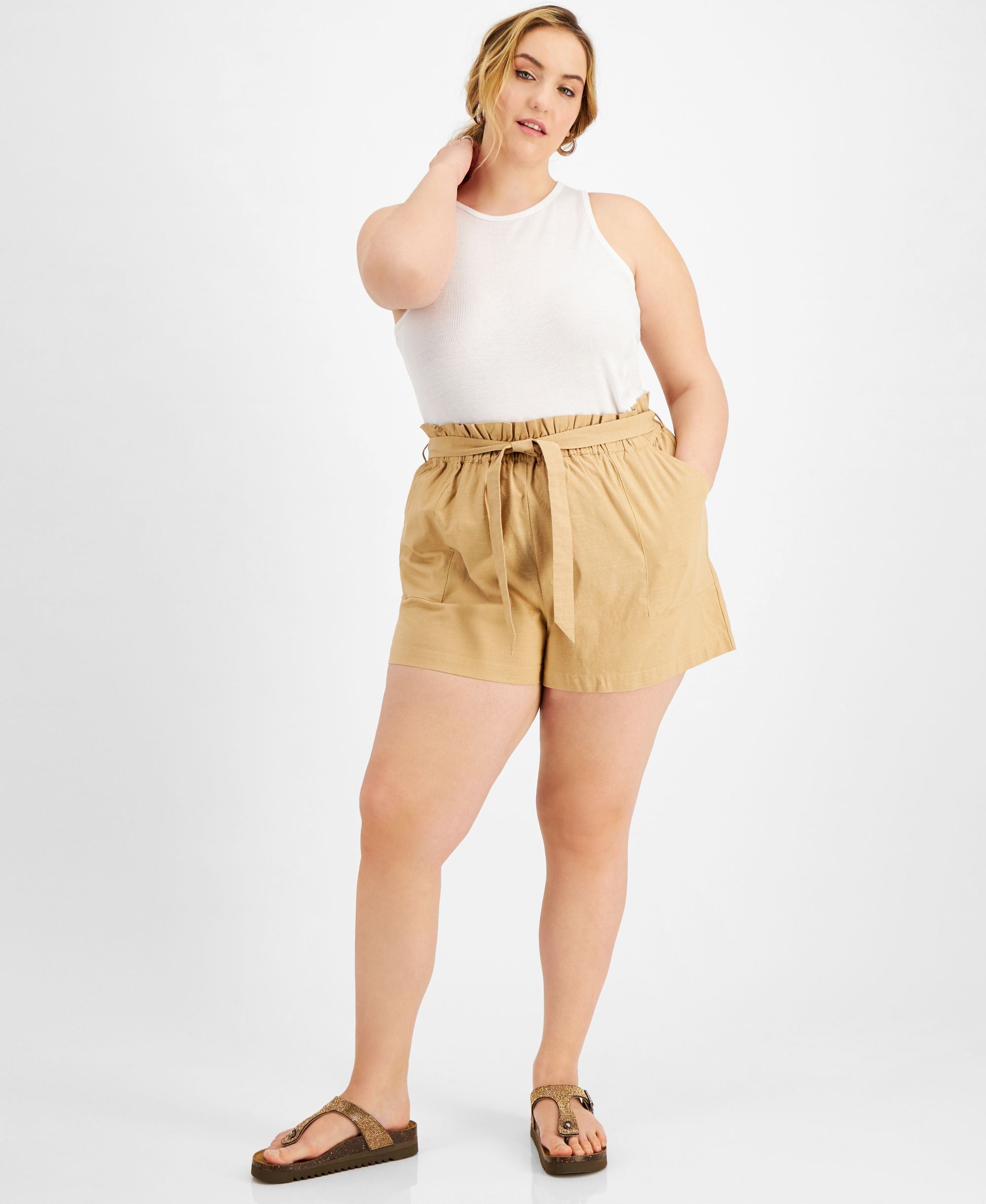 Now This Modern Plus Size Paperbag Premium Shorts