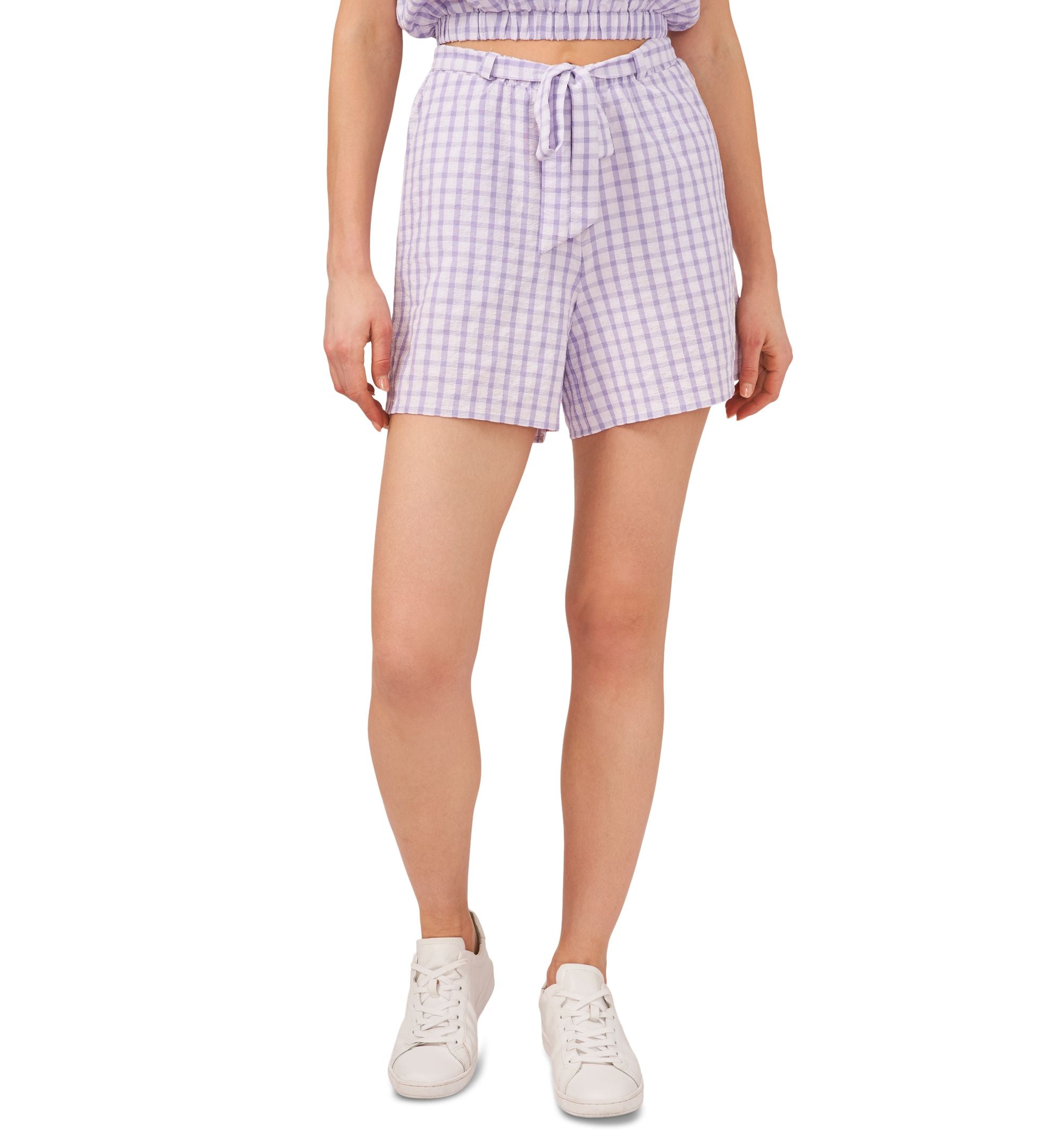 Riley Rae Womens Checkered Print Comfort-Waist Premium Shorts