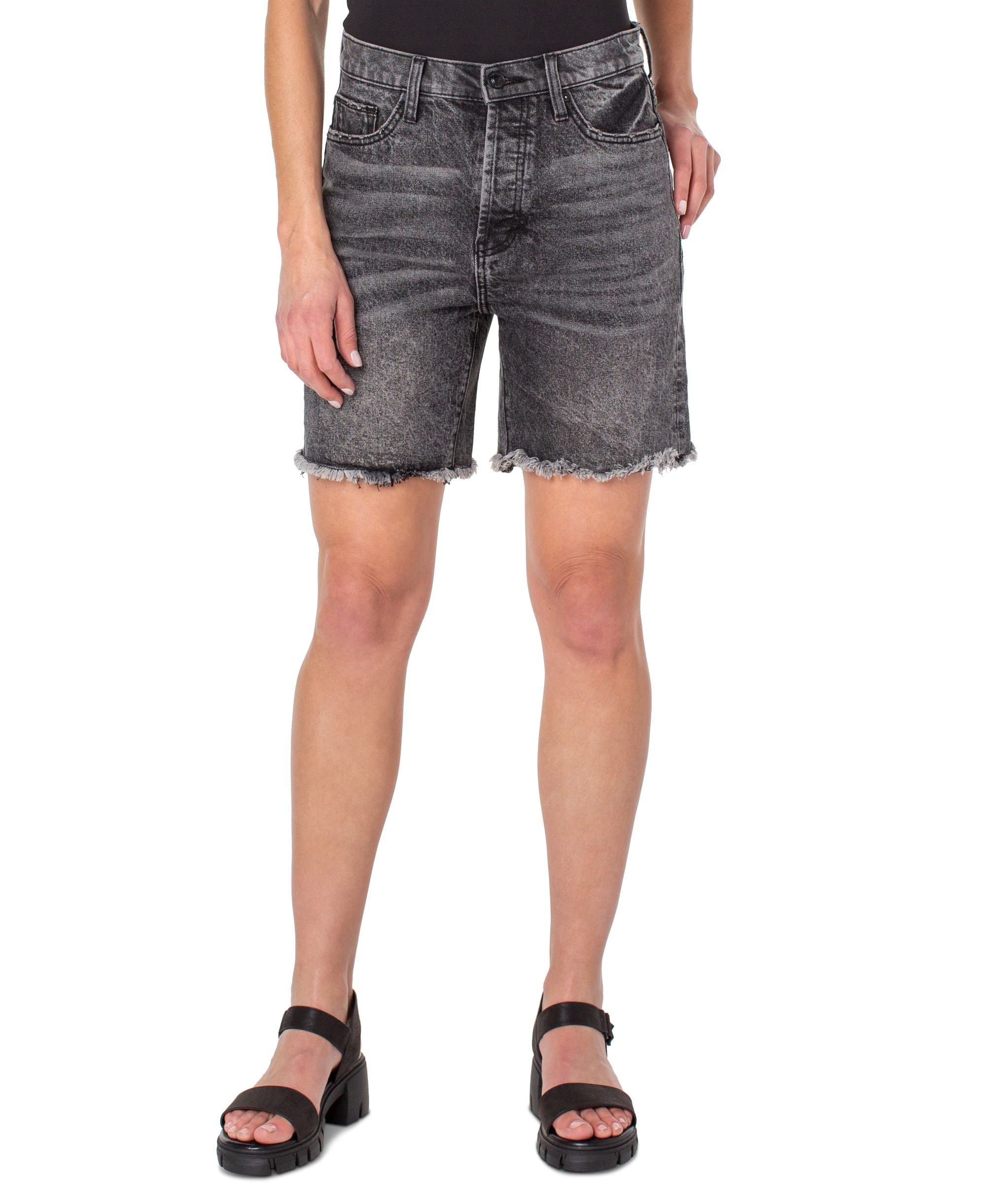 Earnest Sewn Frayed Hem Denim Premium Shorts