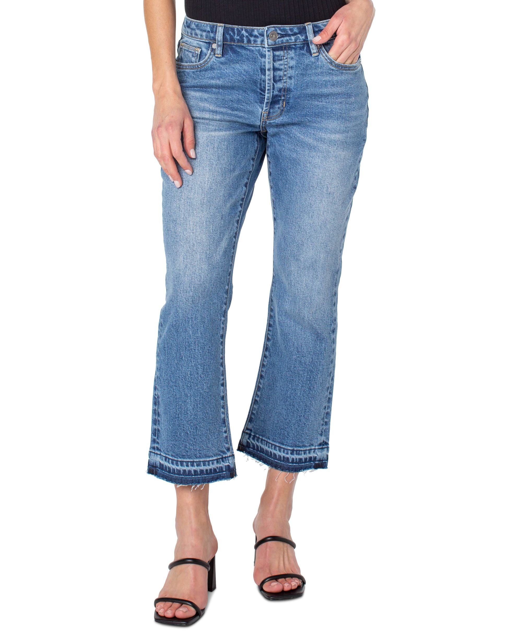 Earnest Sewn Boot-Cut Cropped Flare Premium Jeans