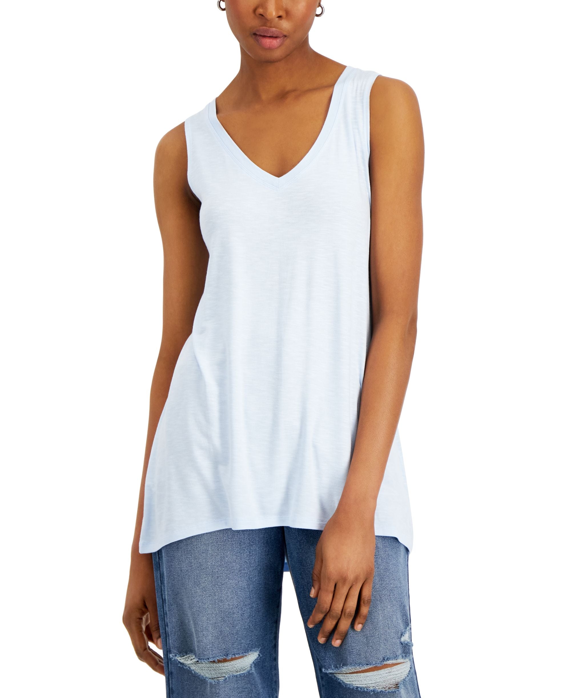 Style & Co Petite Solid Drapey Tank Premium Top