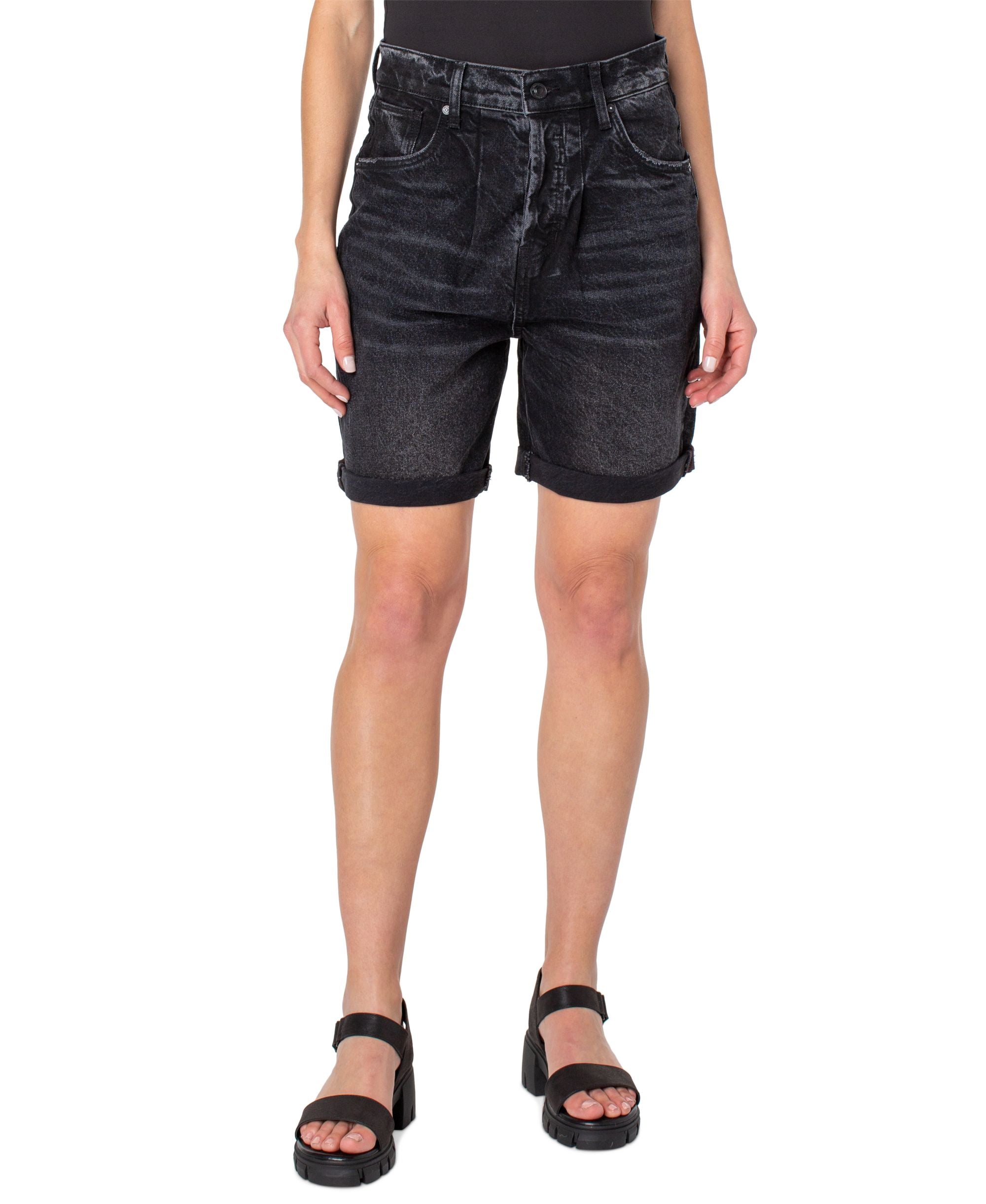 Earnest Sewn Cuffed Pleated Denim Premium Shorts
