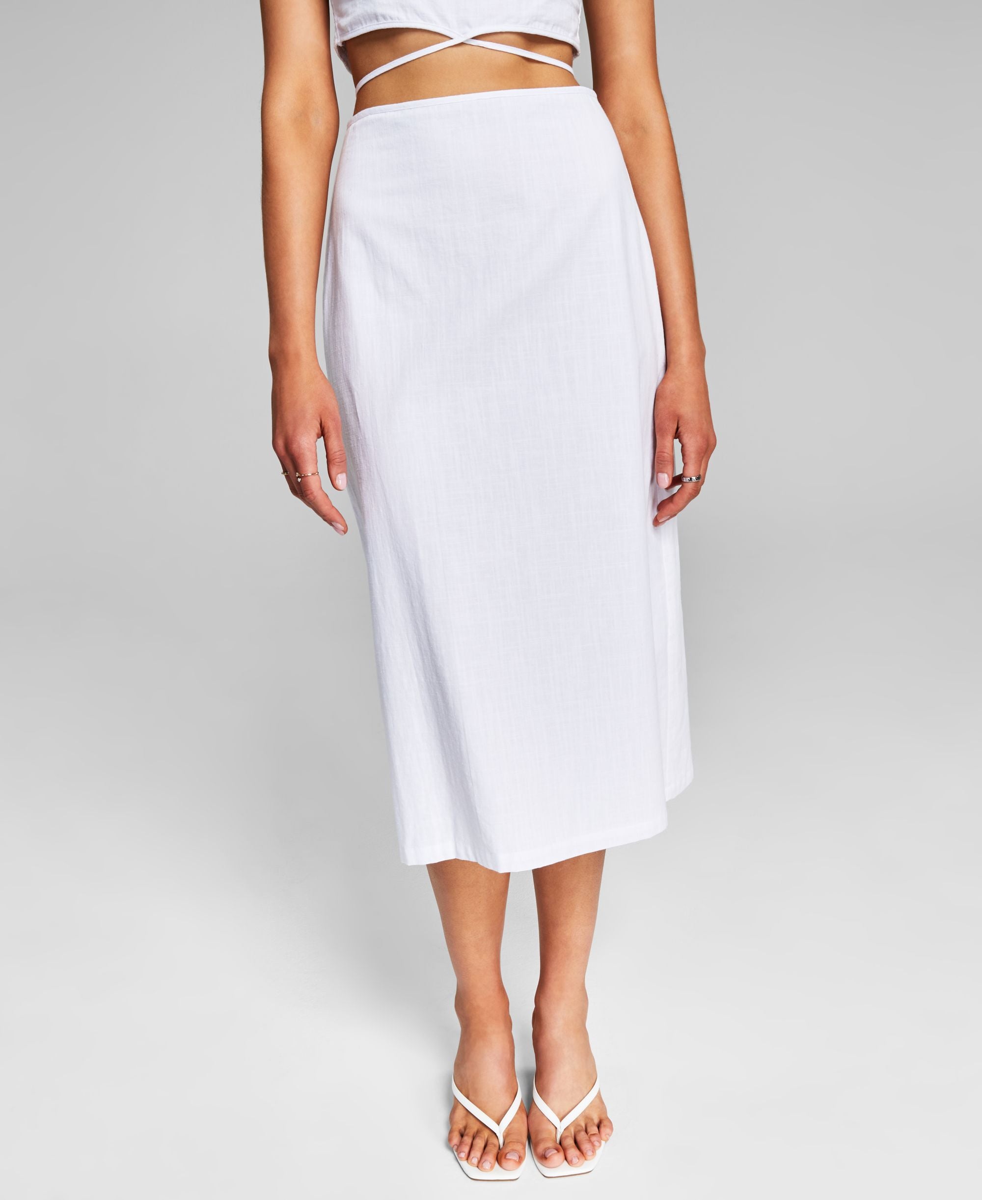 Now This Modern Plus Size Side Slit Midi Modern Skirt