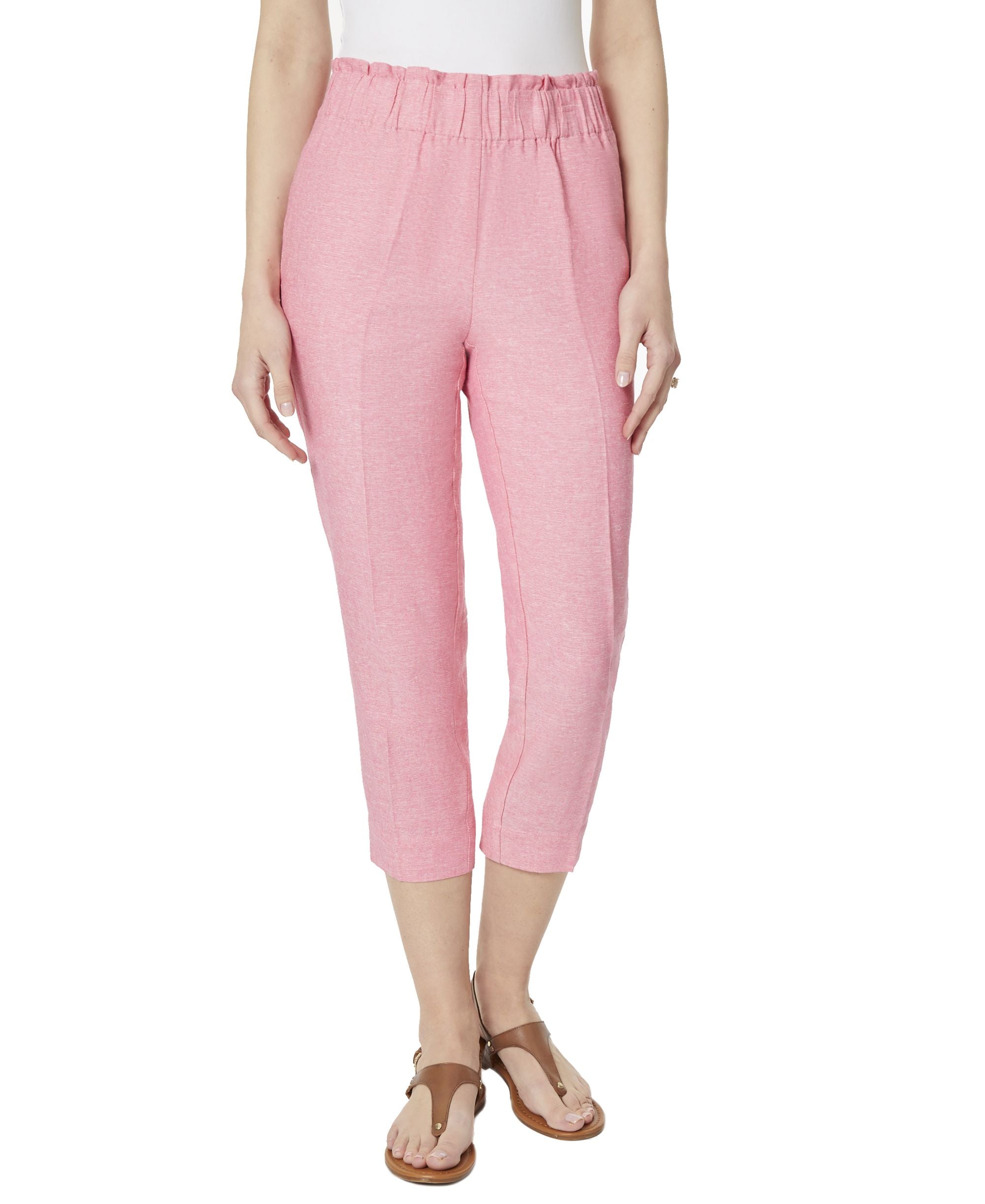 Womens Comfort-Waist Crop Signature Pants