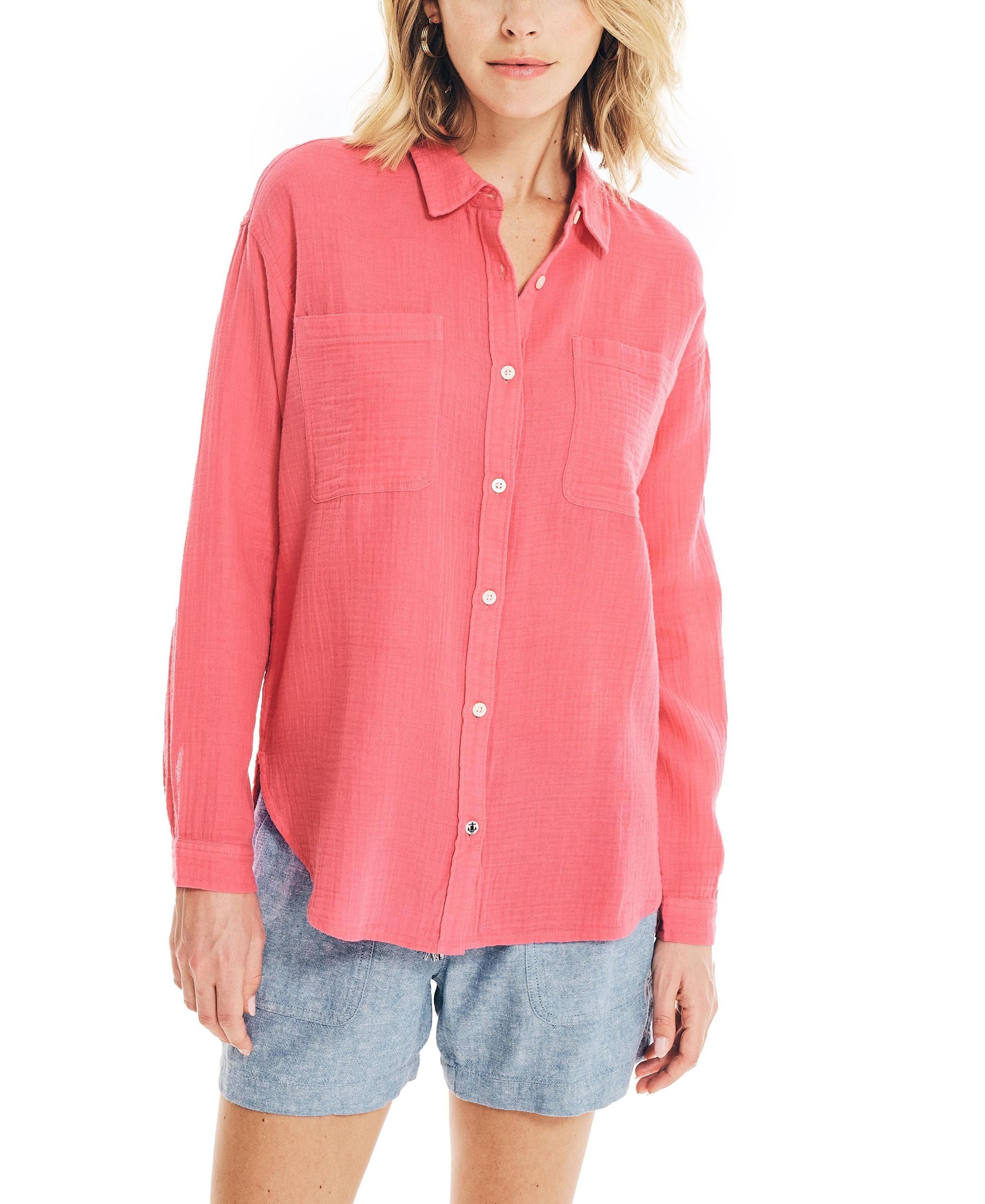 Nautica Womens Weekend Button-Down Modern Shirt