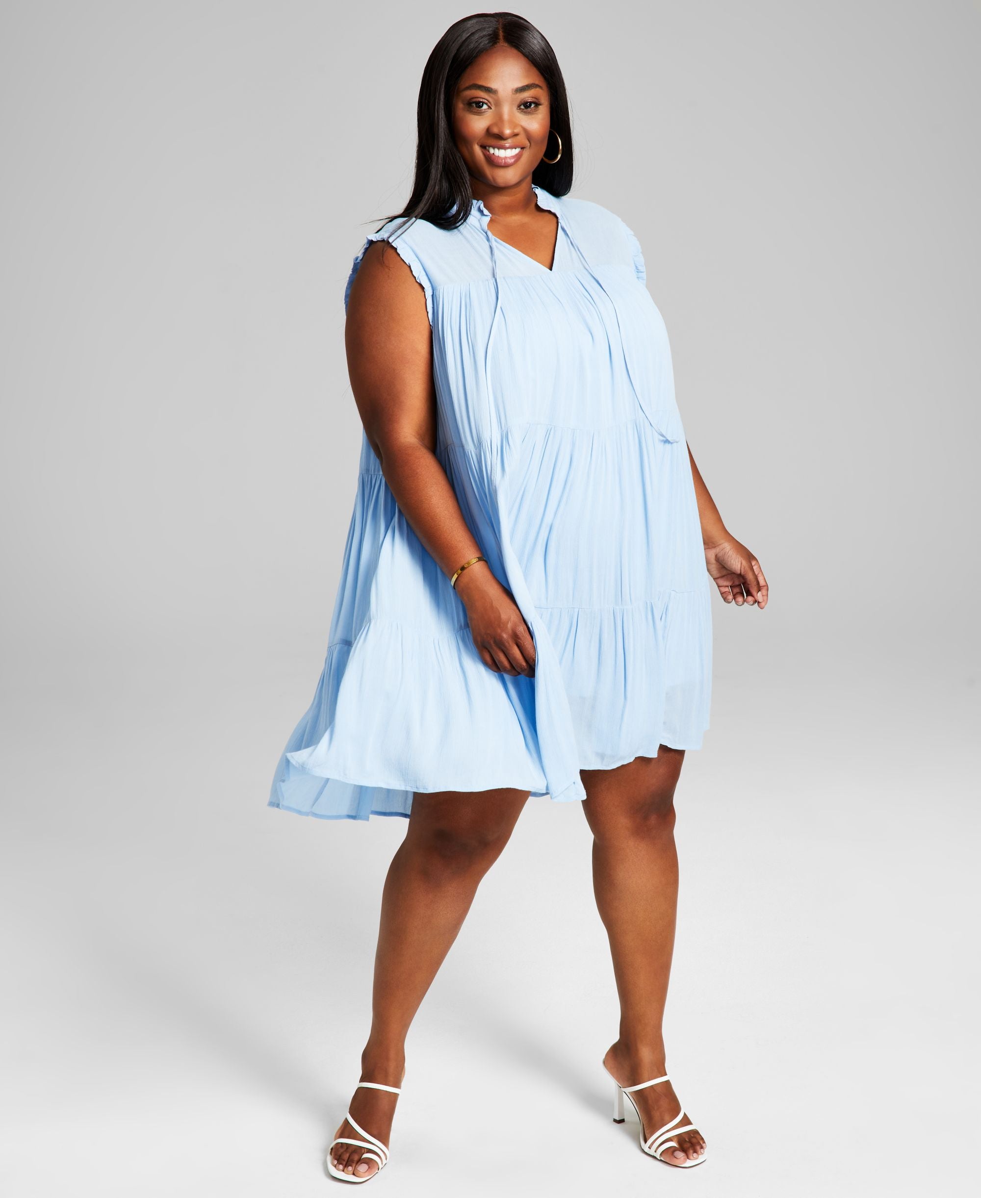 Modern Plus Size Tiered Flounce Swing Dress
