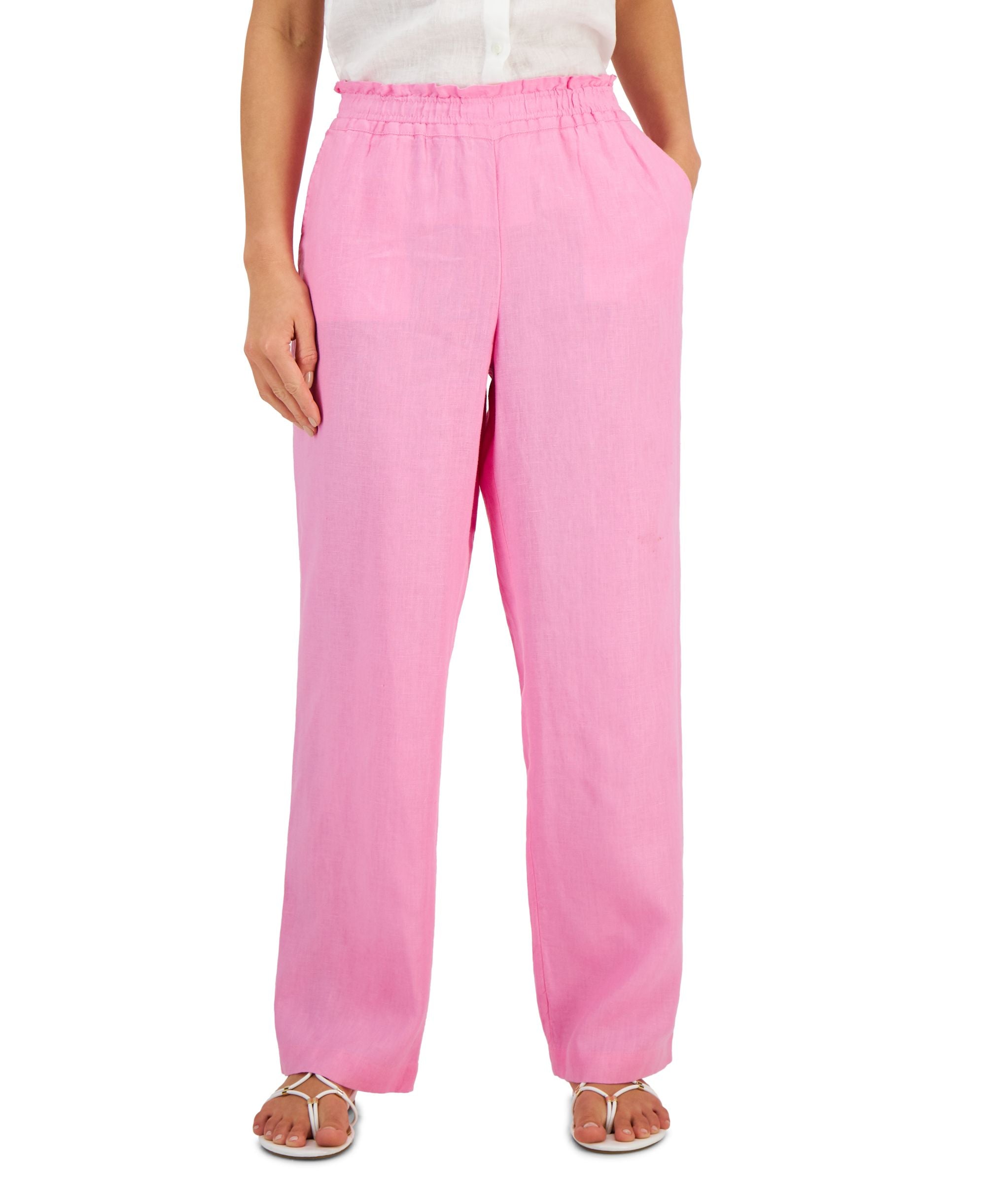 Charter Club Linen-Blend Pull-On Signature Pants