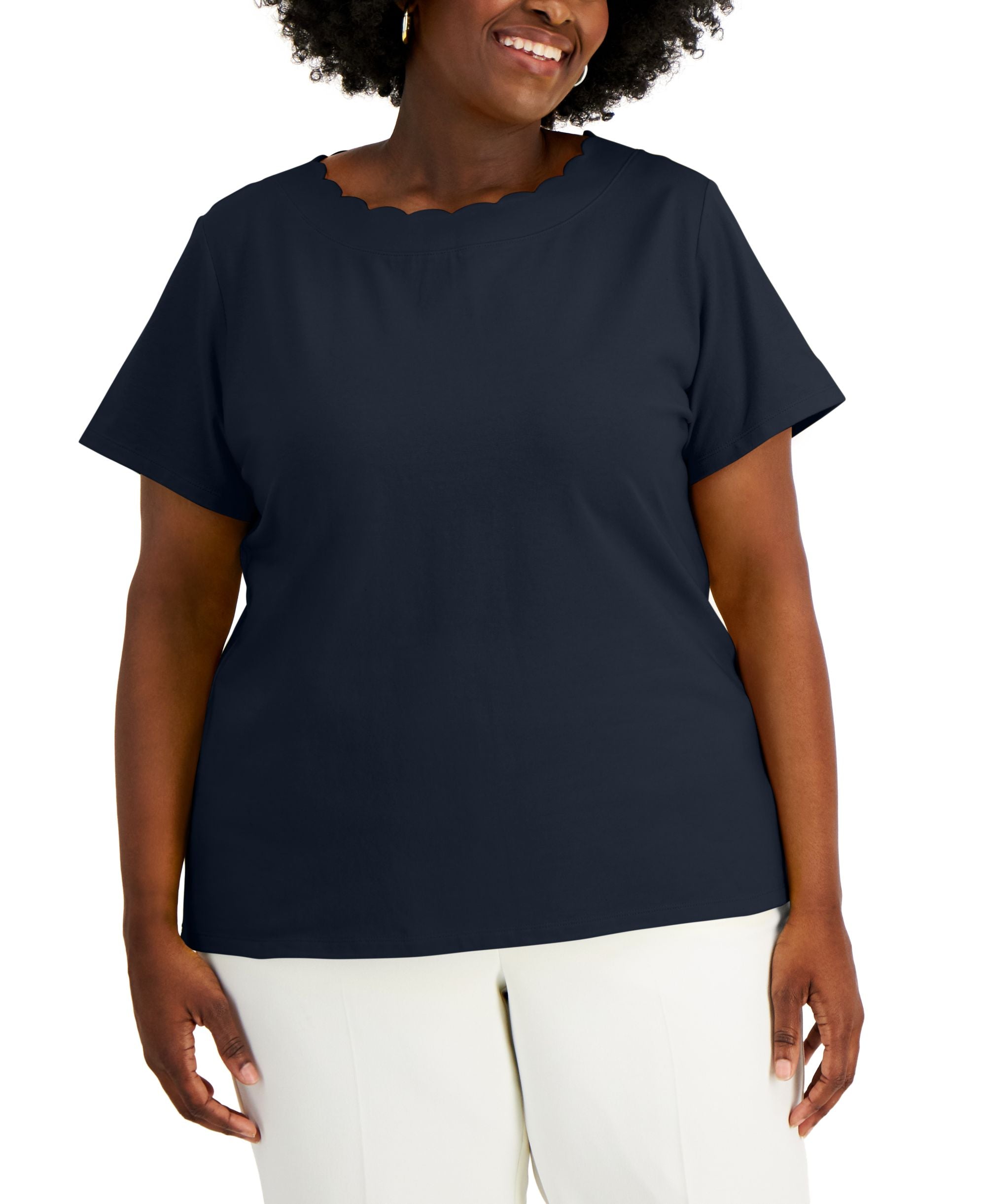 Anne Klein Plus Size Scalloped T-Modern Shirt