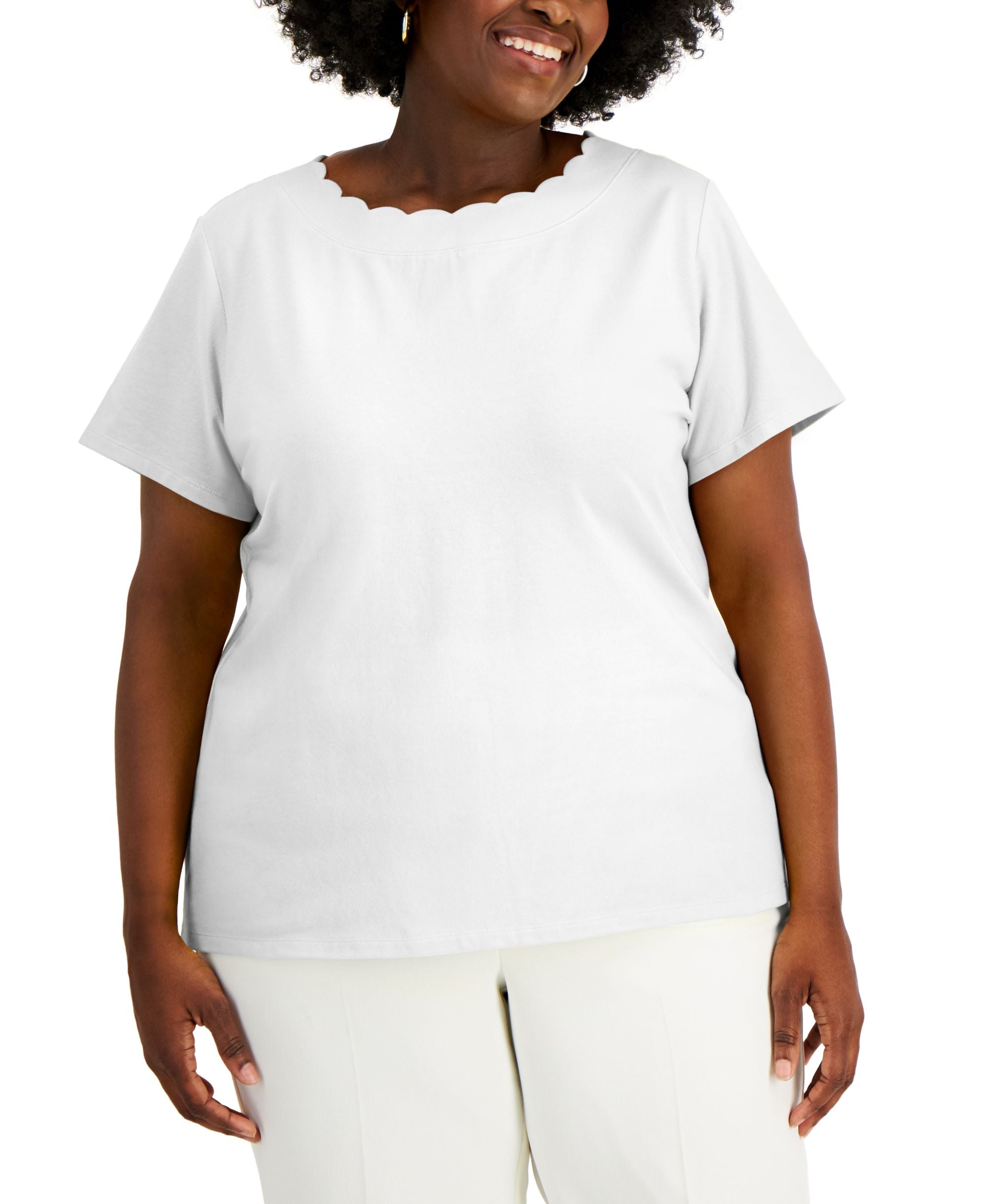Anne Klein Plus Size Scalloped T-Modern Shirt