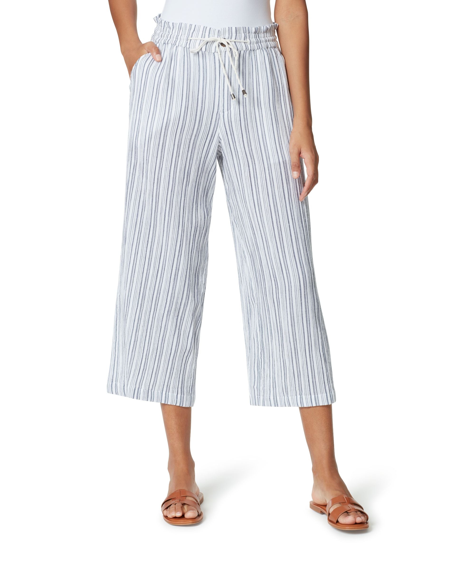 Anne Klein Womens Elena Cotton Cropped Wide-Leg Signature Pants