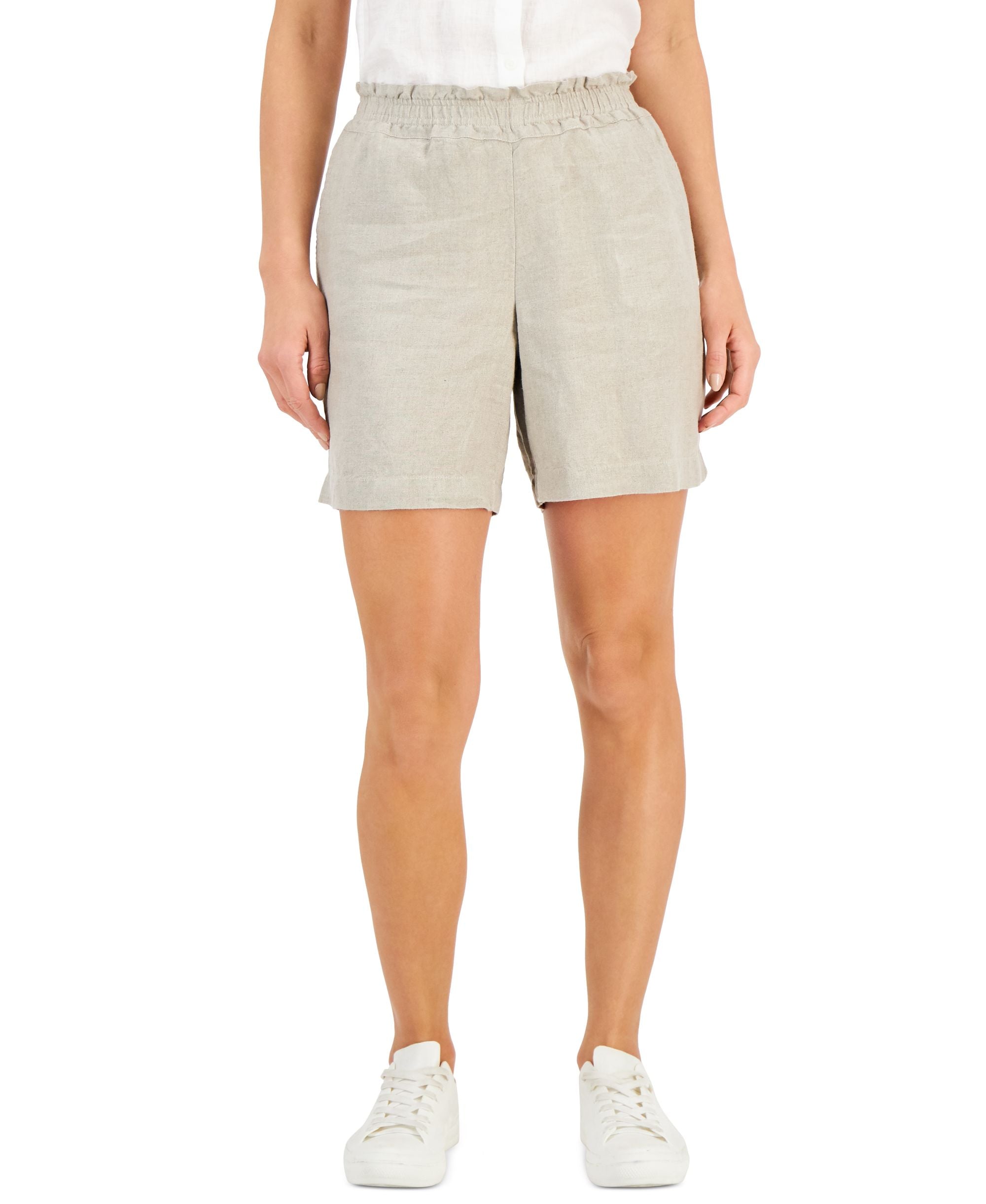 Charter Club Womens Linen-Blend Pull-On Premium Shorts