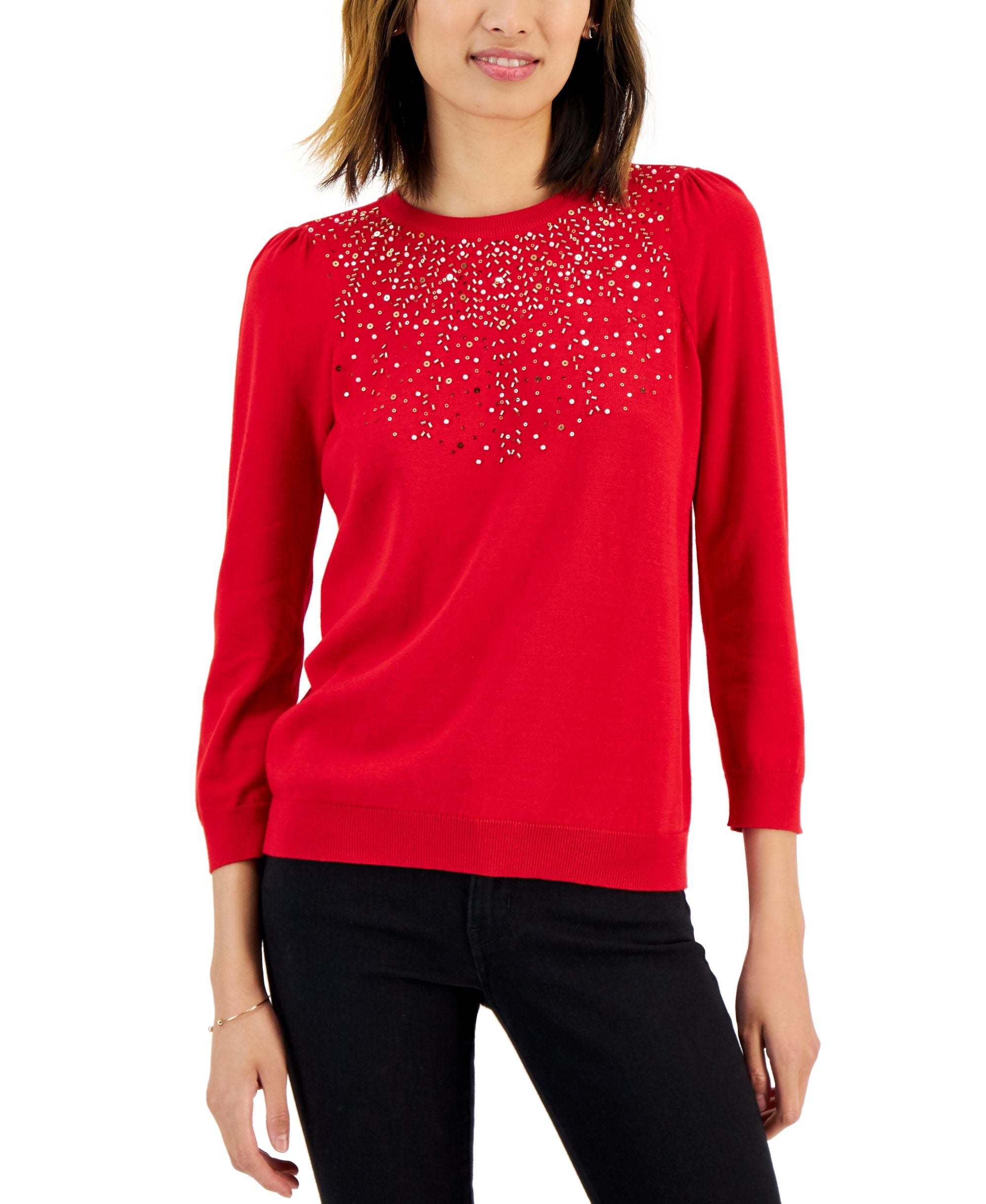 Charter Club Womens Embellished Sweater