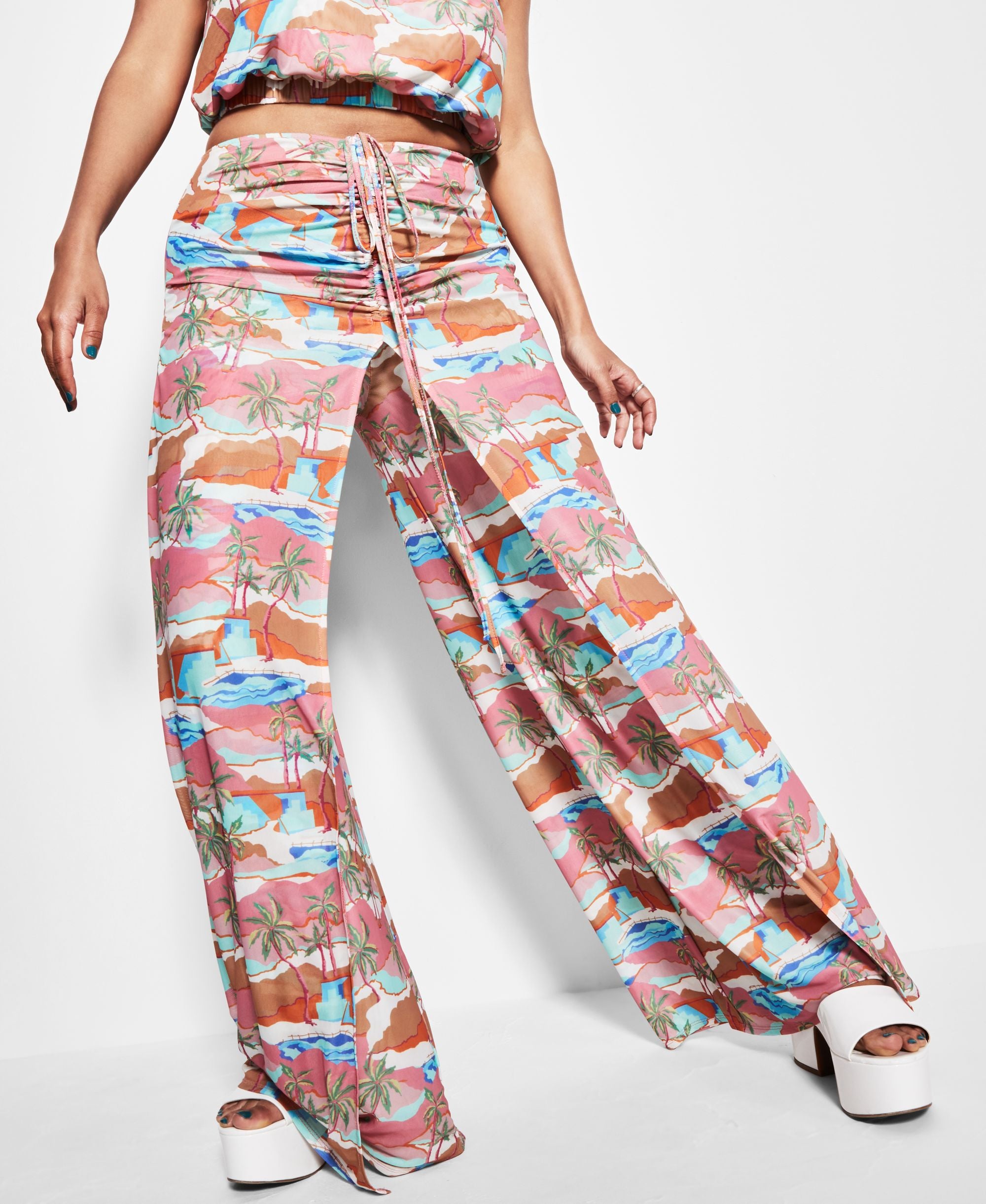Royalty By Maluma Womens Printed Ruched Signature Pants
