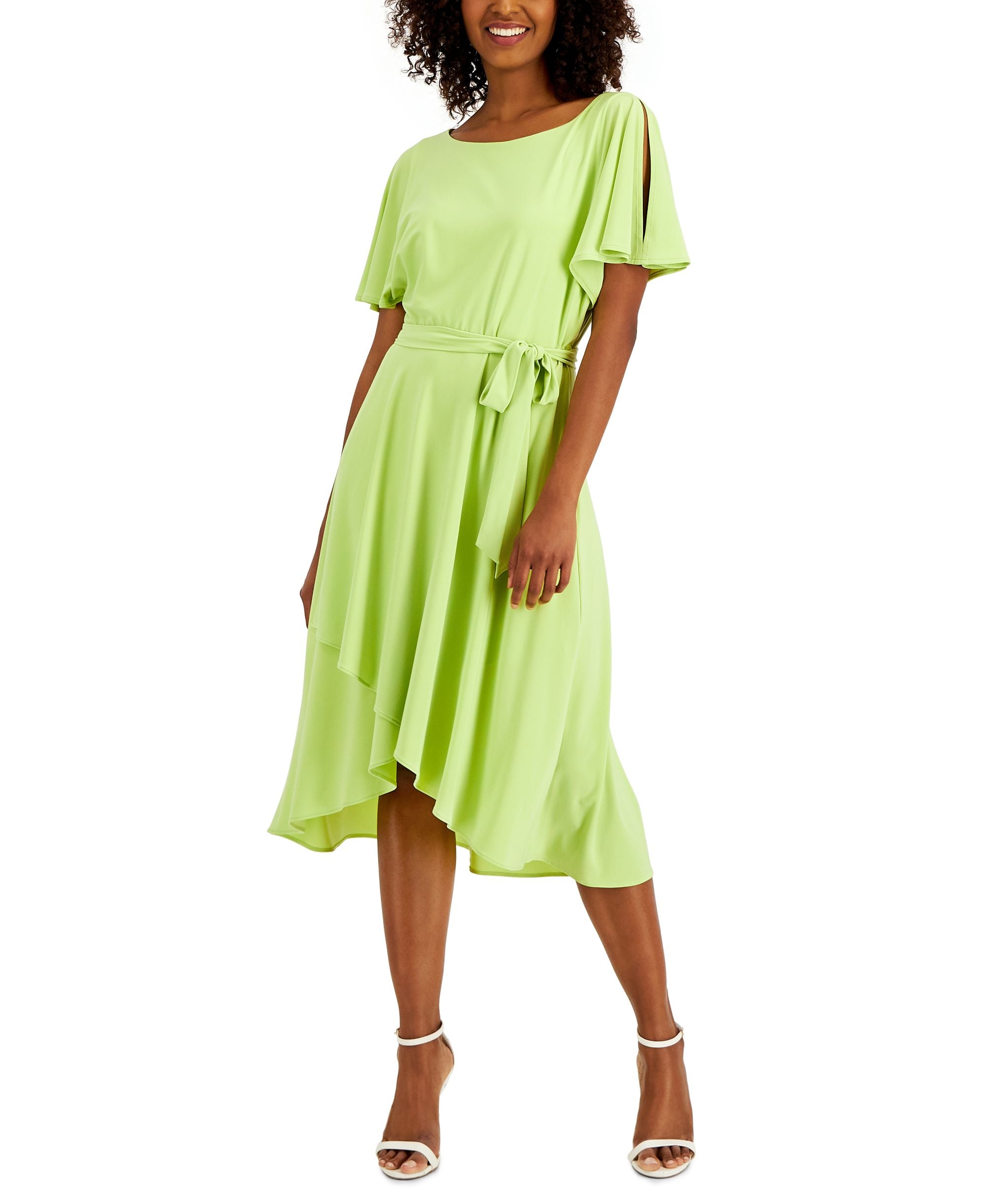 Anne Klein Womens Flutter-Sleeve A-Line Dress
