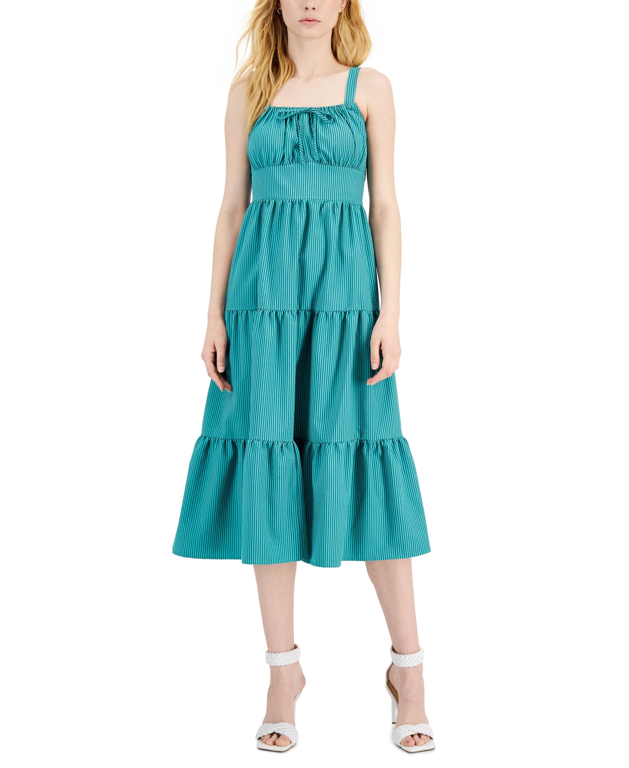 INC International Concepts Womens Tiered Flounce Midi Dress