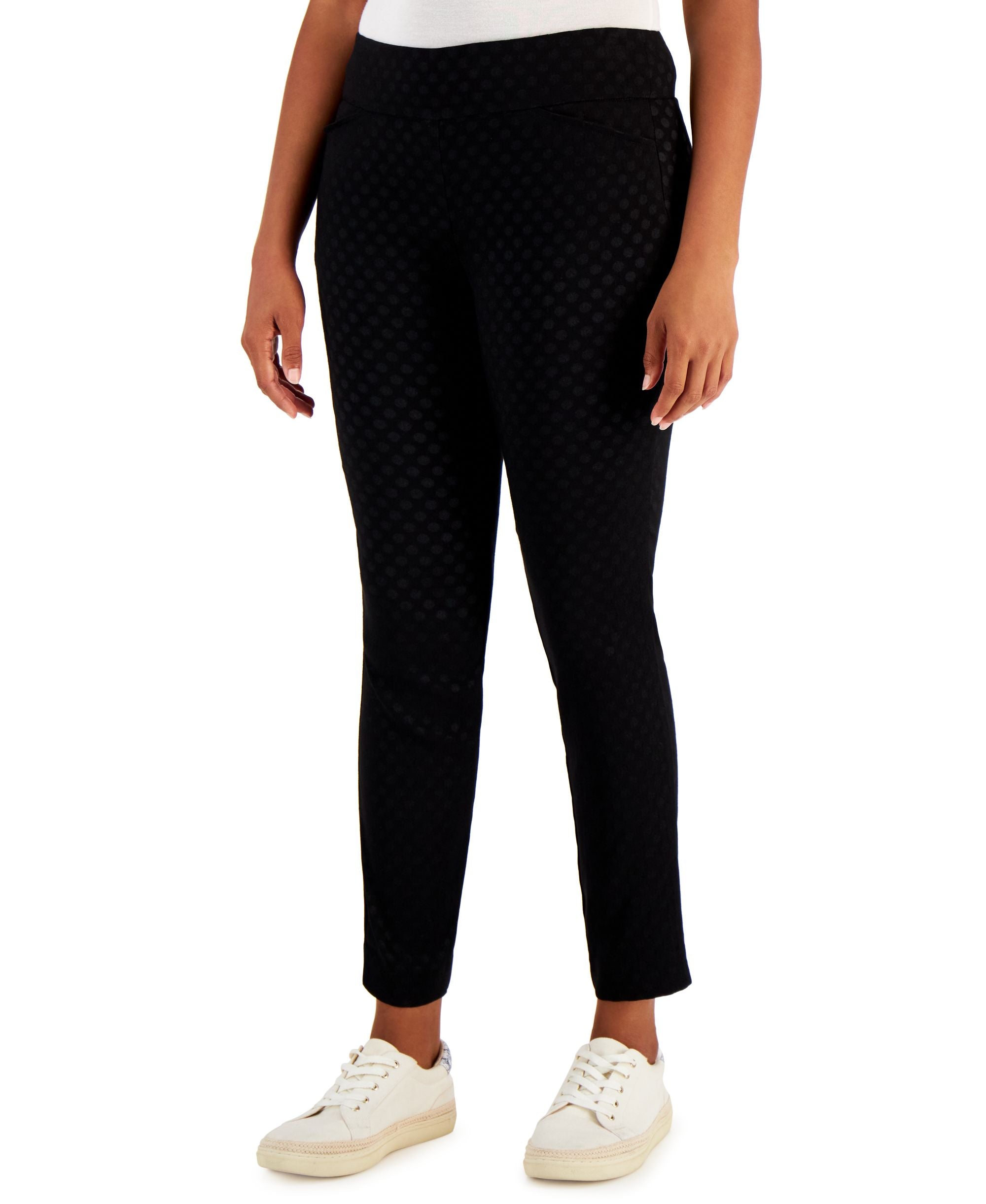 Charter Club Womens Embossed Dot Comfort-Waist Skinny-Fit Signature Pants