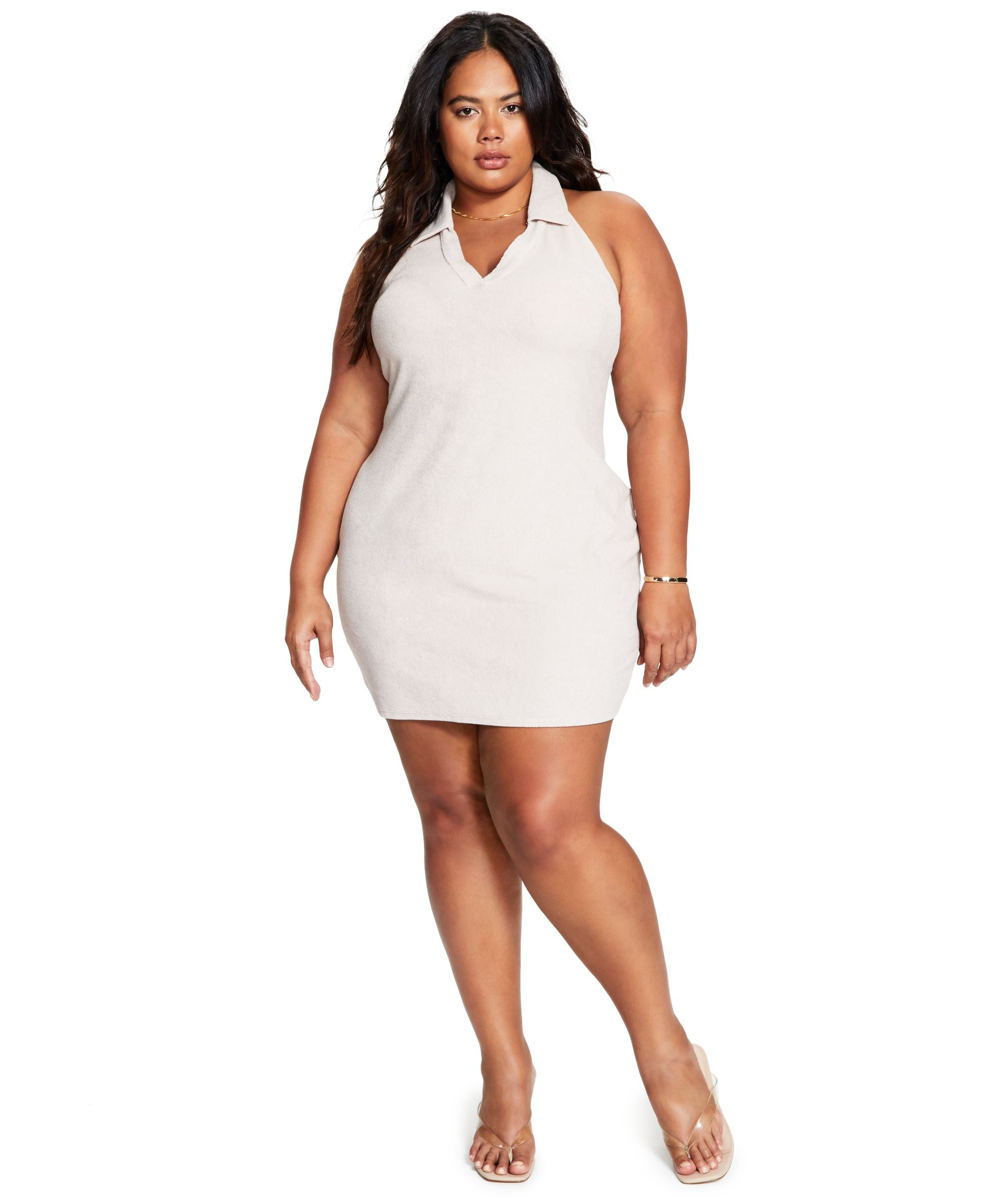 Bar III Modern Plus Size Terry Halter Mini Dress