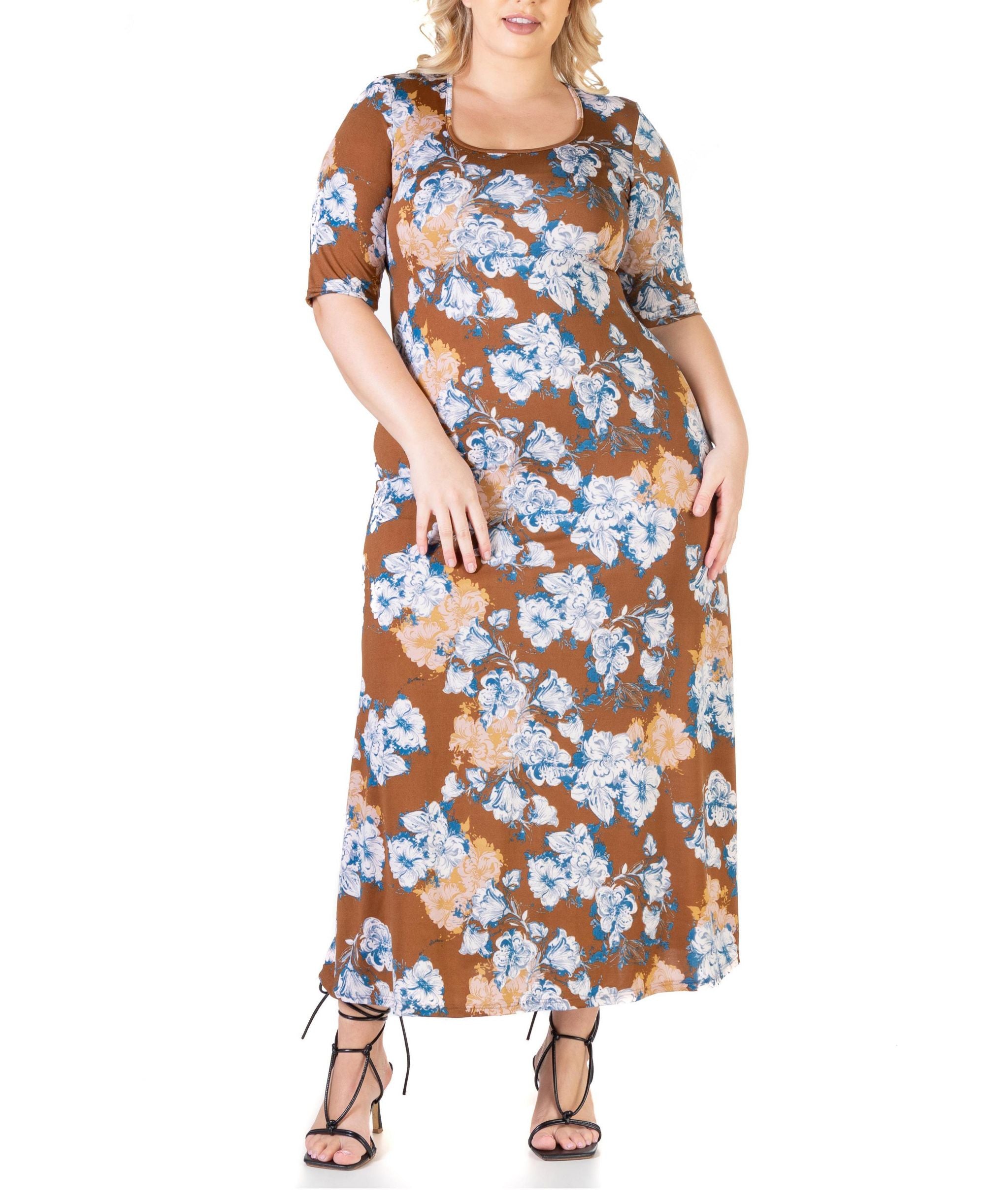 24seven Comfort Apparel Plus Size Loose Everyday Maxi Dress