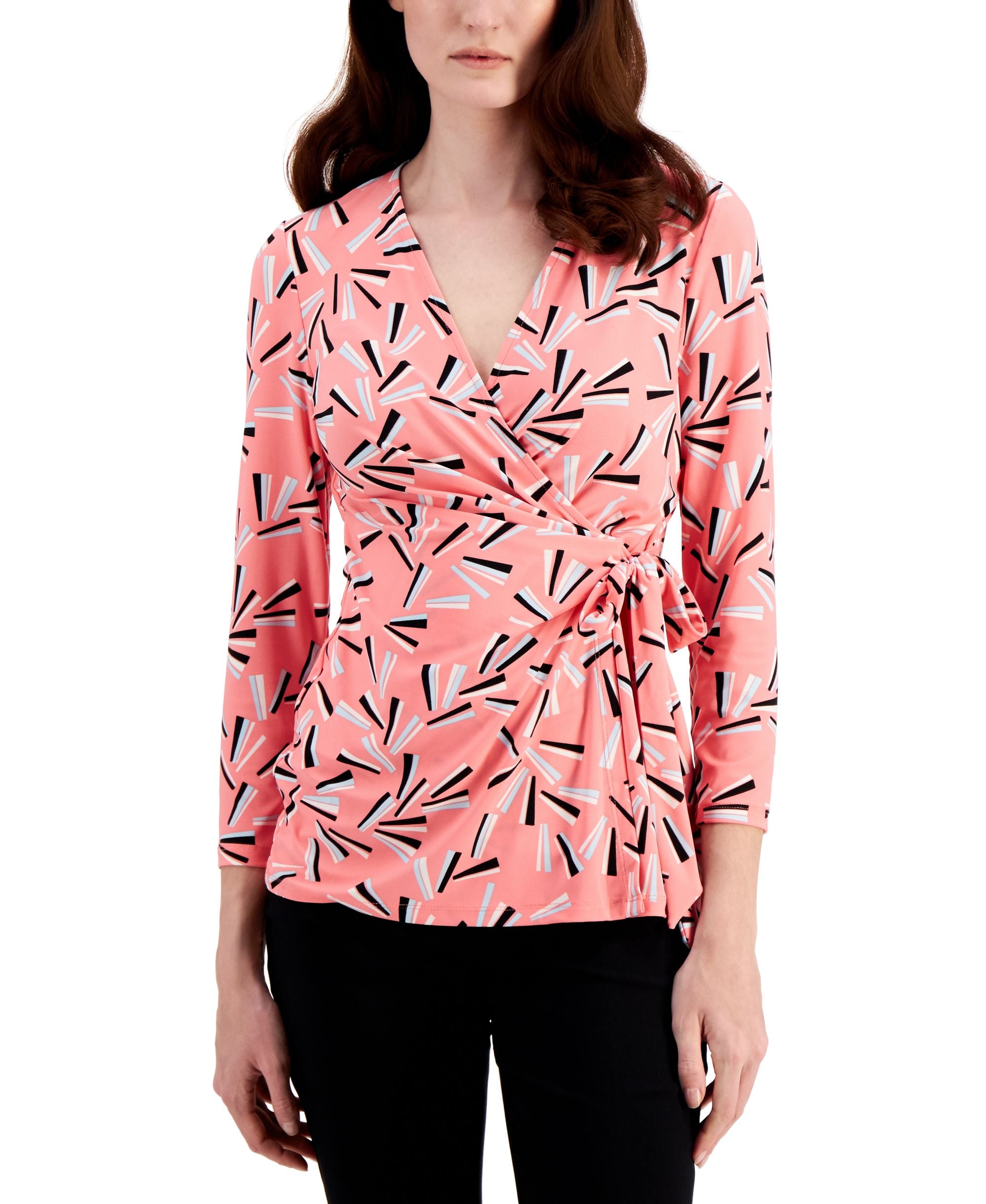 Anne Klein Plus Size Fan Print Premium Top