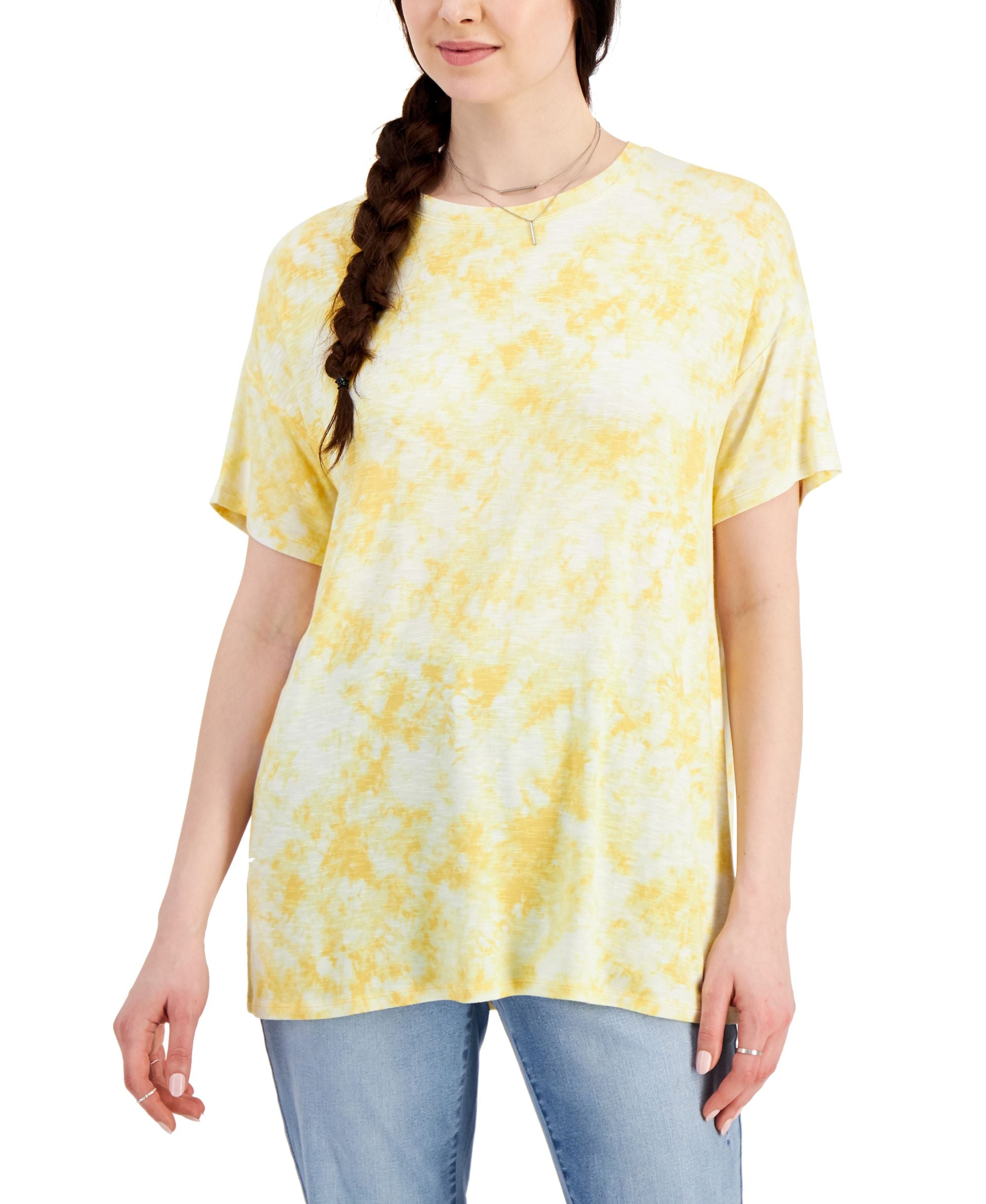 Style & Co Womens Printed Drapey T-Modern Shirt