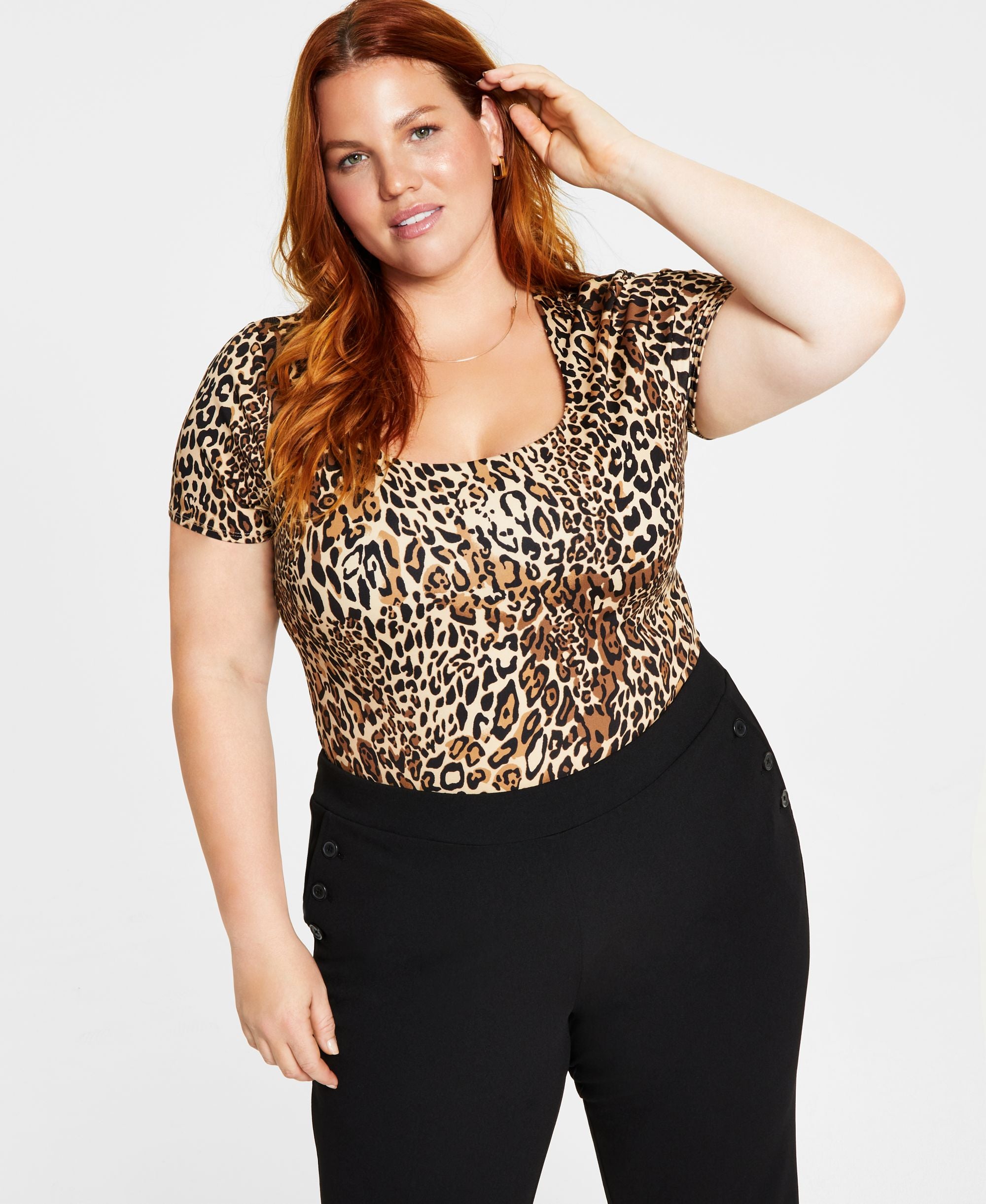 Modern Plus Size Animal-Print Bodysuit