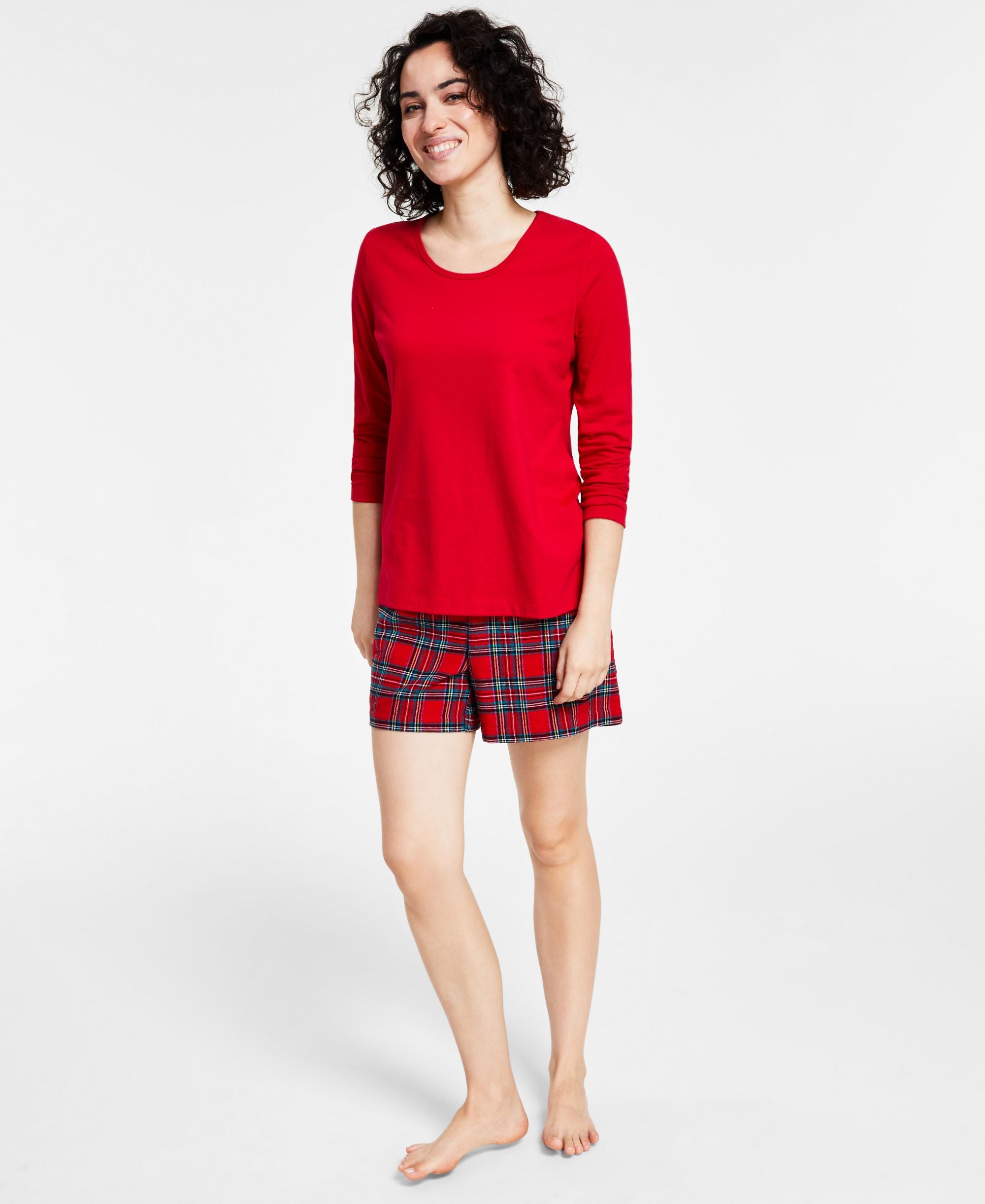 Family Pajamas Womens Brinkley Plaid Premium Shorts Mix It Matching Set
