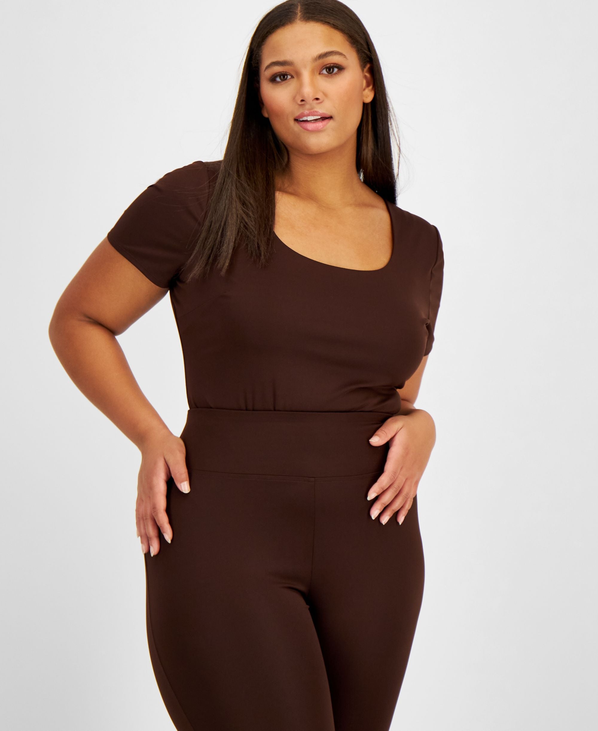 Modern Plus Size Sculpting Short-Sleeve Bodysuit