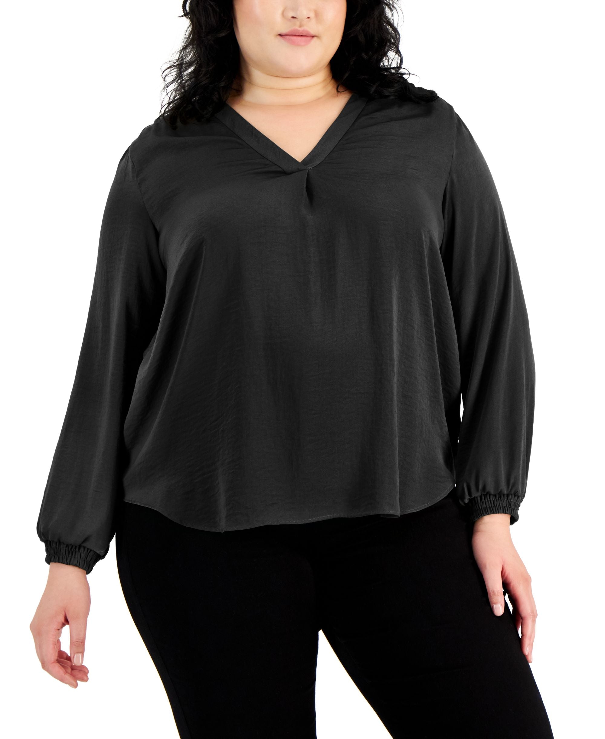 Alfani Plus Size High Low V Neck Signature Blouse