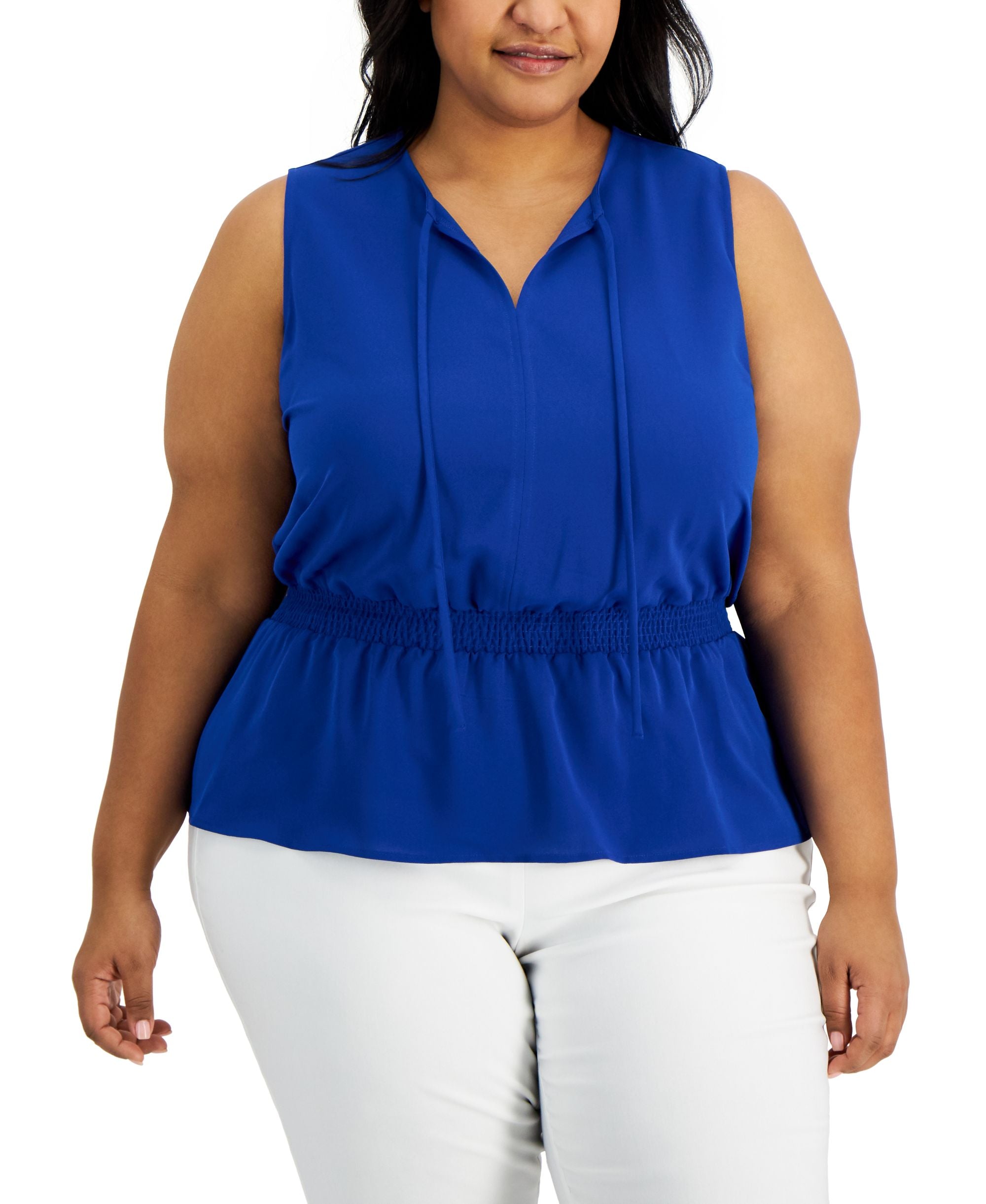 Alfani Plus Size Smocked Waist Premium Top