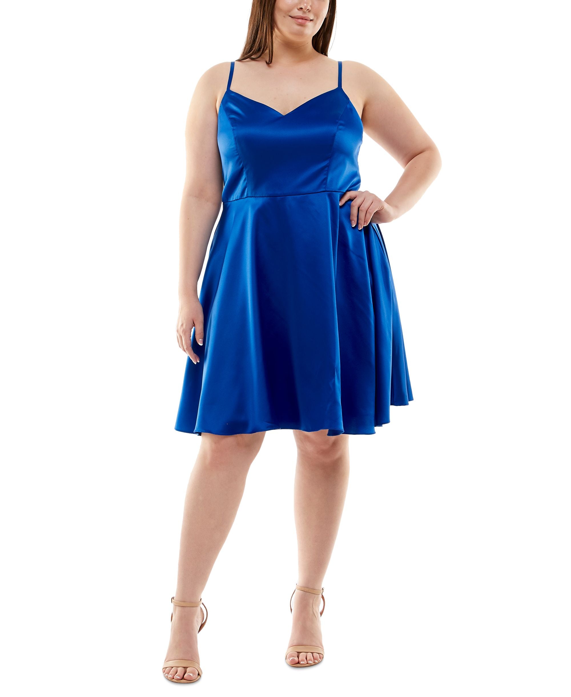 B Darlin Modern Plus Size Satin A-Line Dress