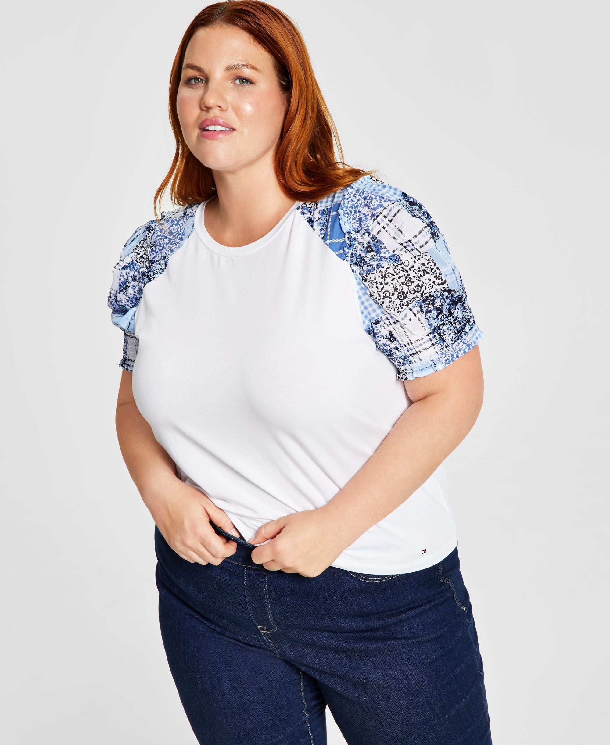Tommy Hilfiger Plus Size Mixed Media Premium Top