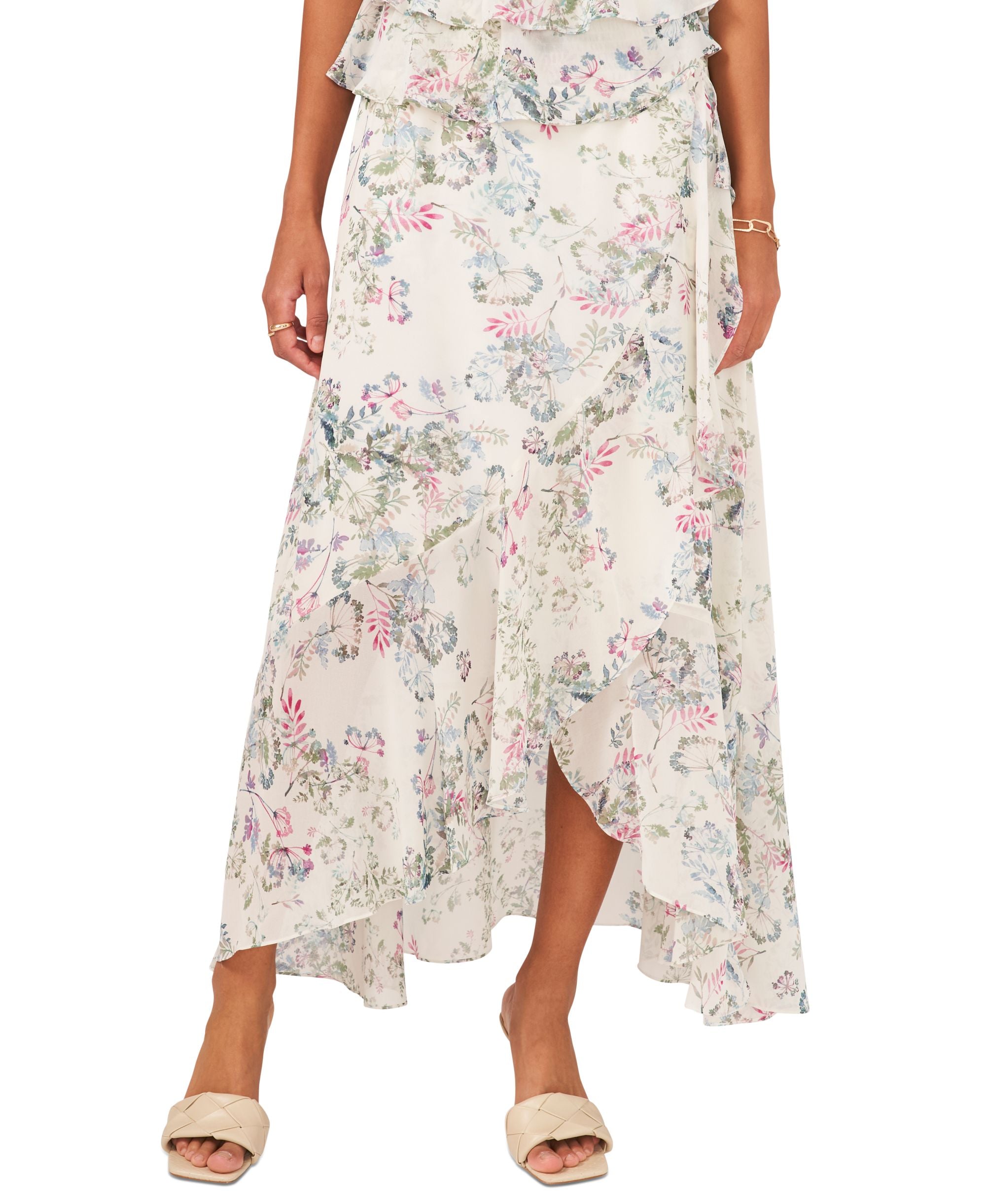 Vince Camuto Plus Size Breezy Dandelion Tiered Flounce Modern Skirt