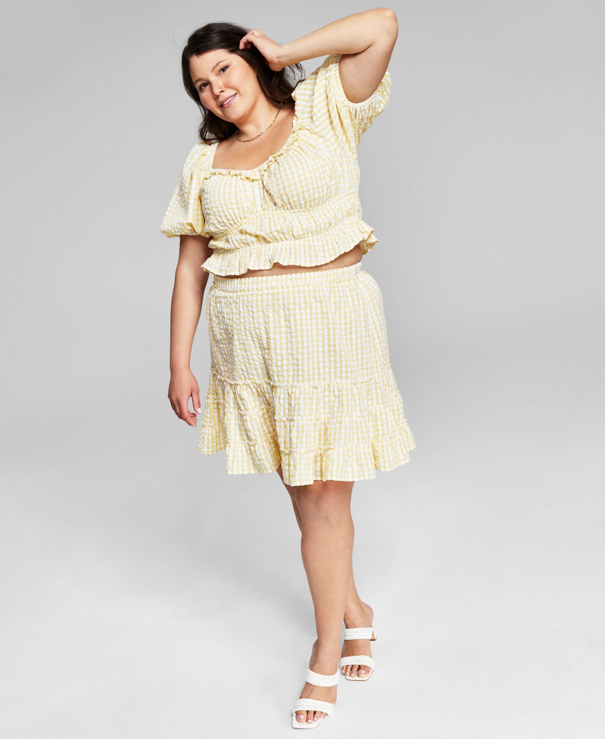 Now This Modern Plus Size Cotton Tiered Flounce Modern Skirt