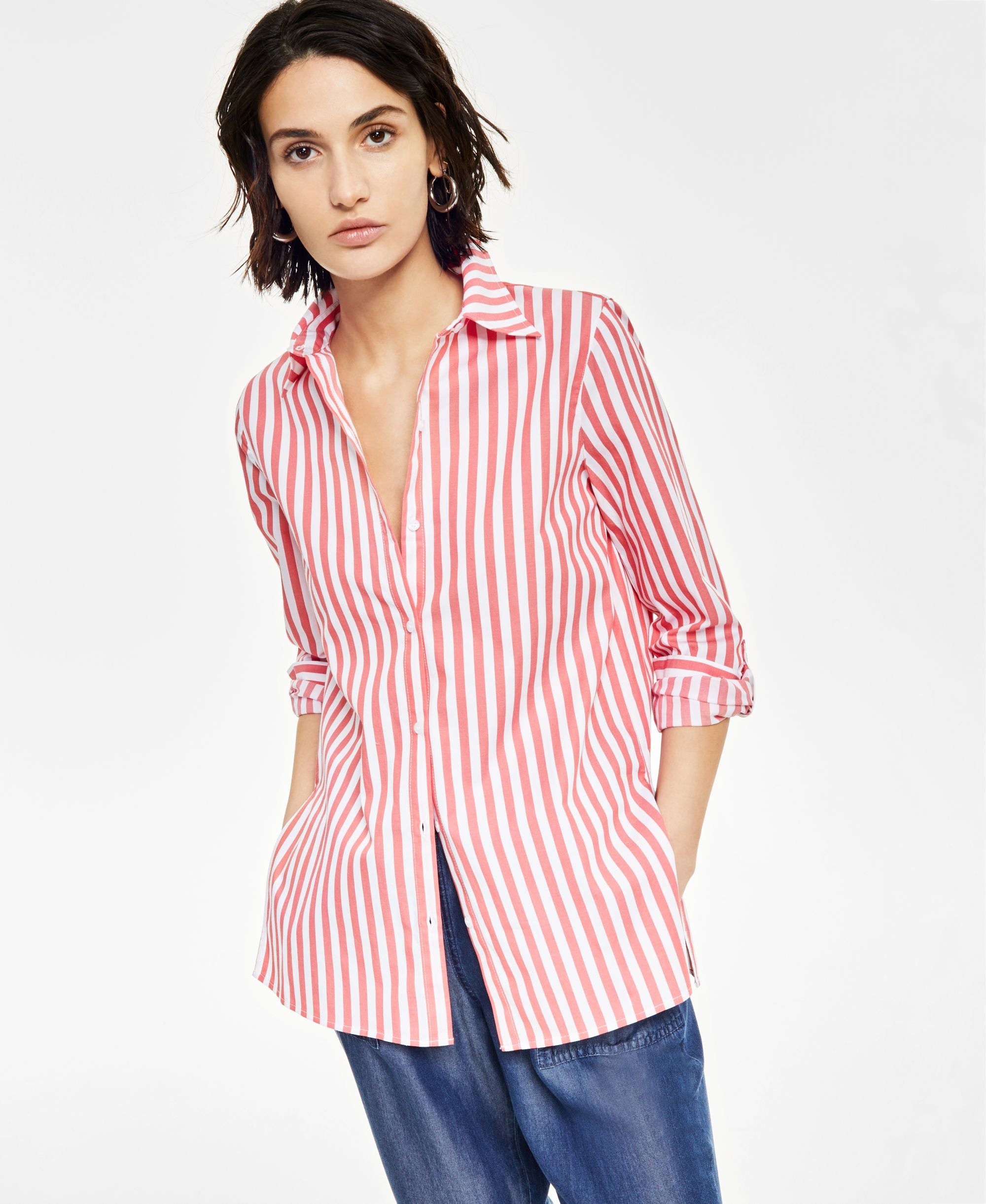 Bar III Womens Oversized Modern Shirt