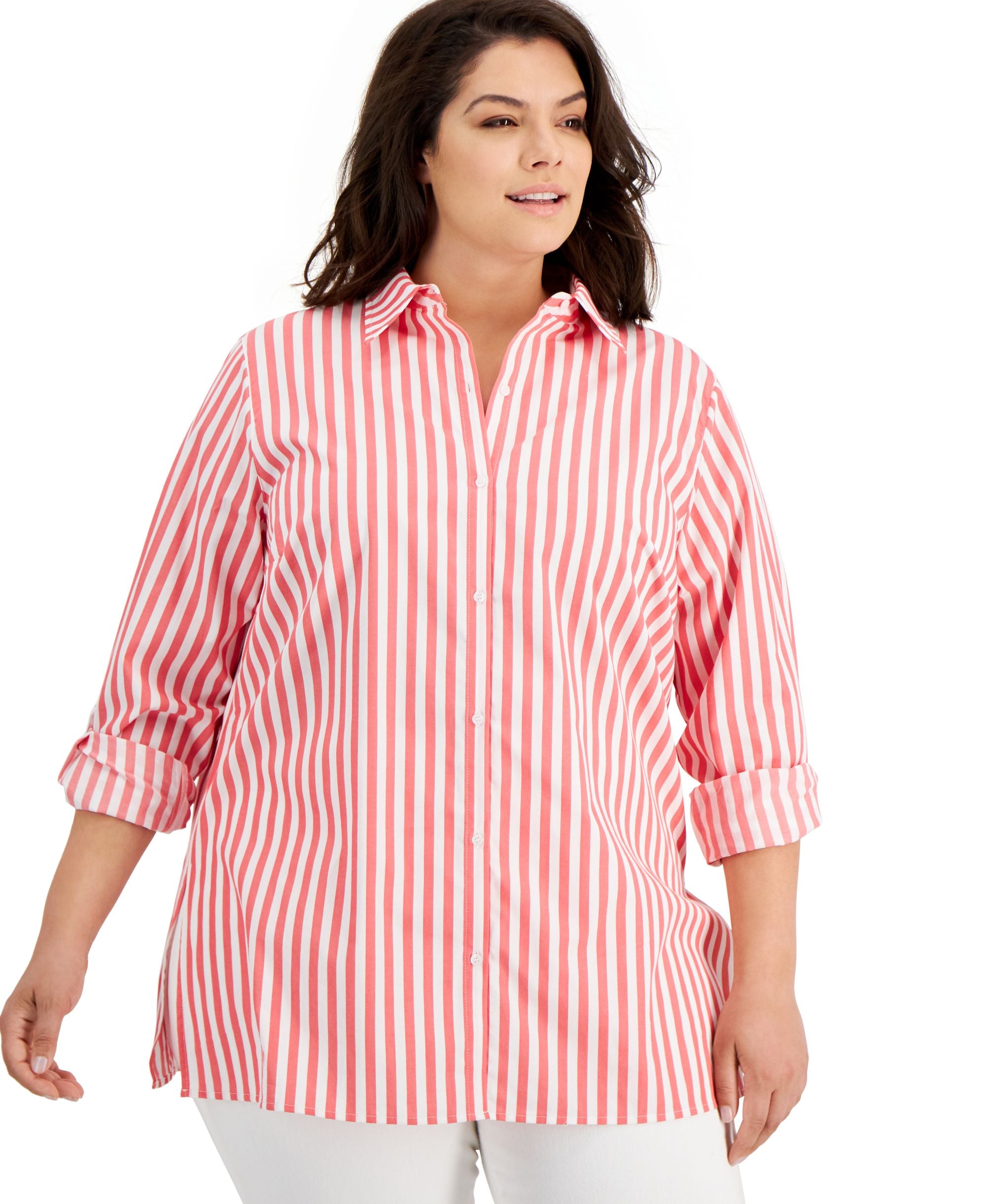 Bar III Plus Size Button-Down Premium Top