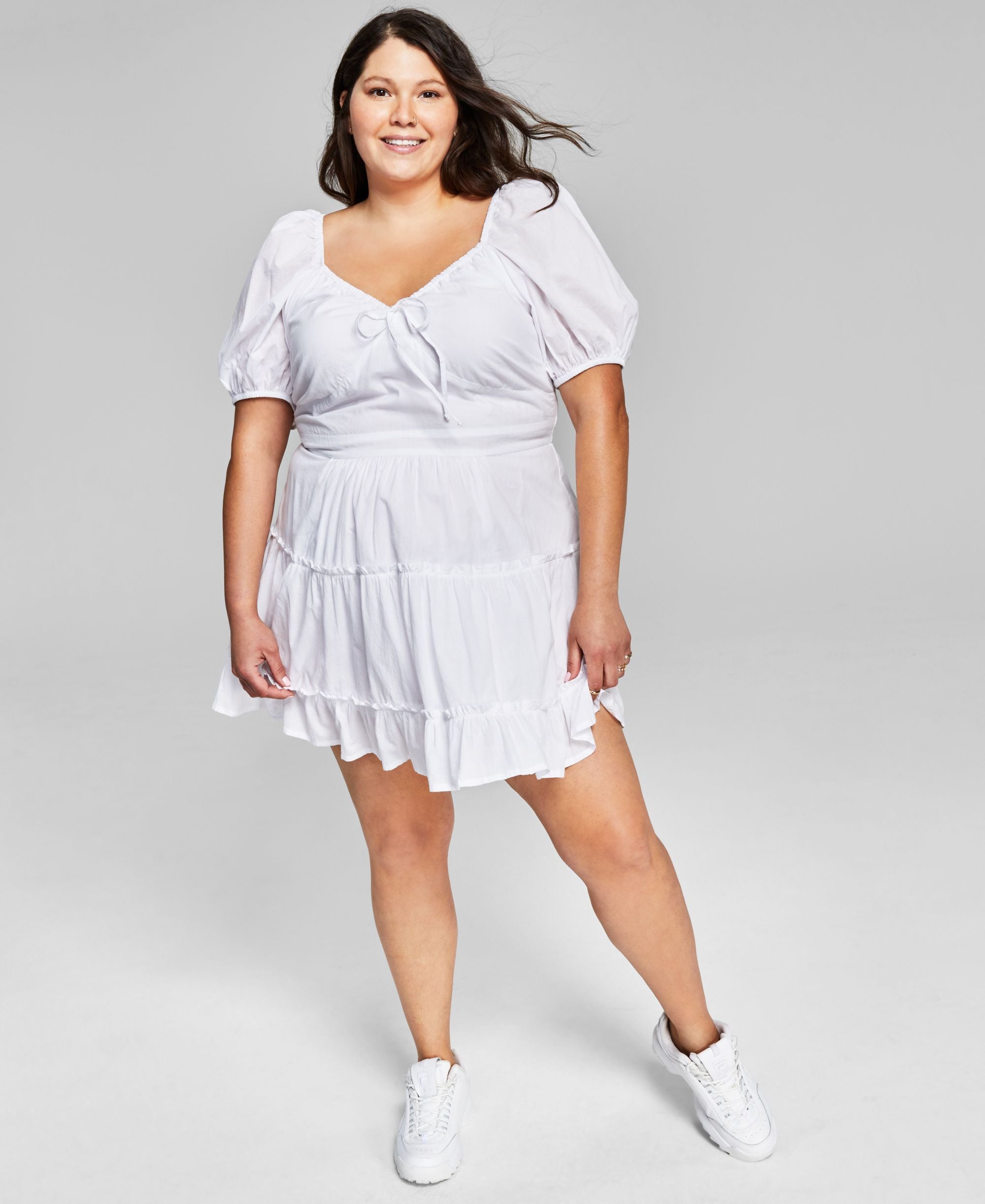 Now This Modern Plus Size Tiered Flounce Fit Flare Dress