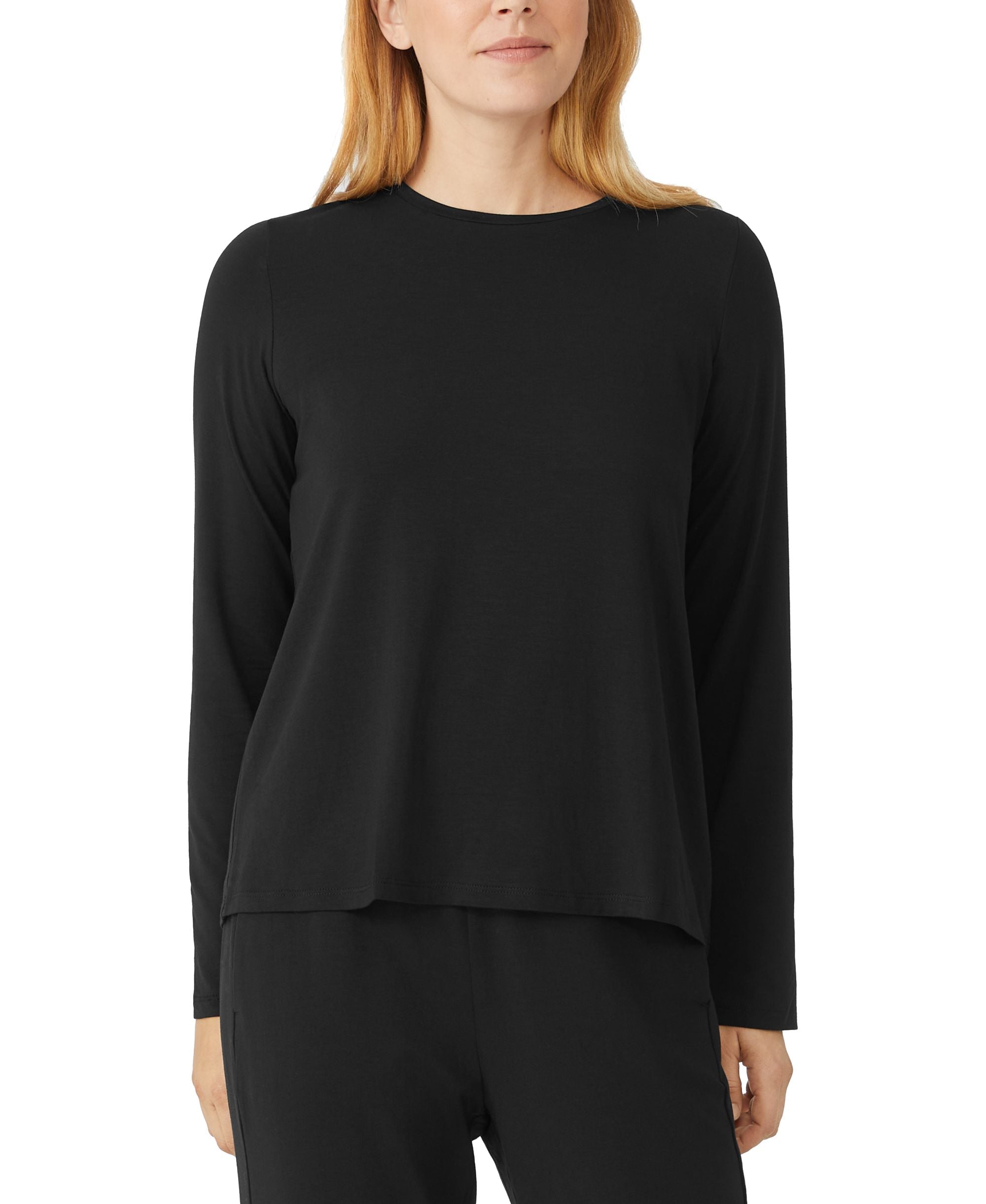 Eileen Fisher Womens Crewneck Long-Sleeve Premium Top