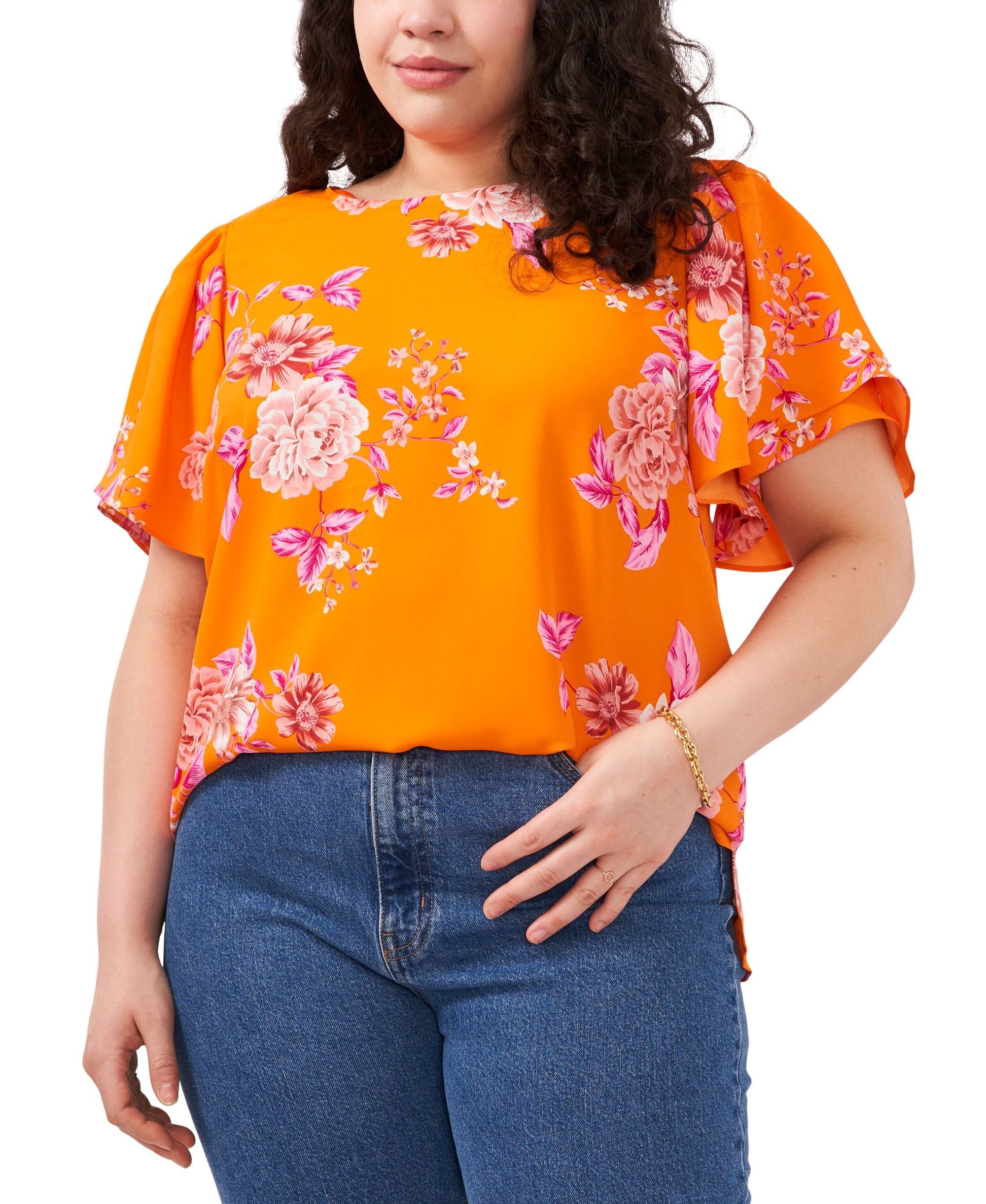 Vince Camuto Rio Gardens Flutter-Sleeve Signature Blouse