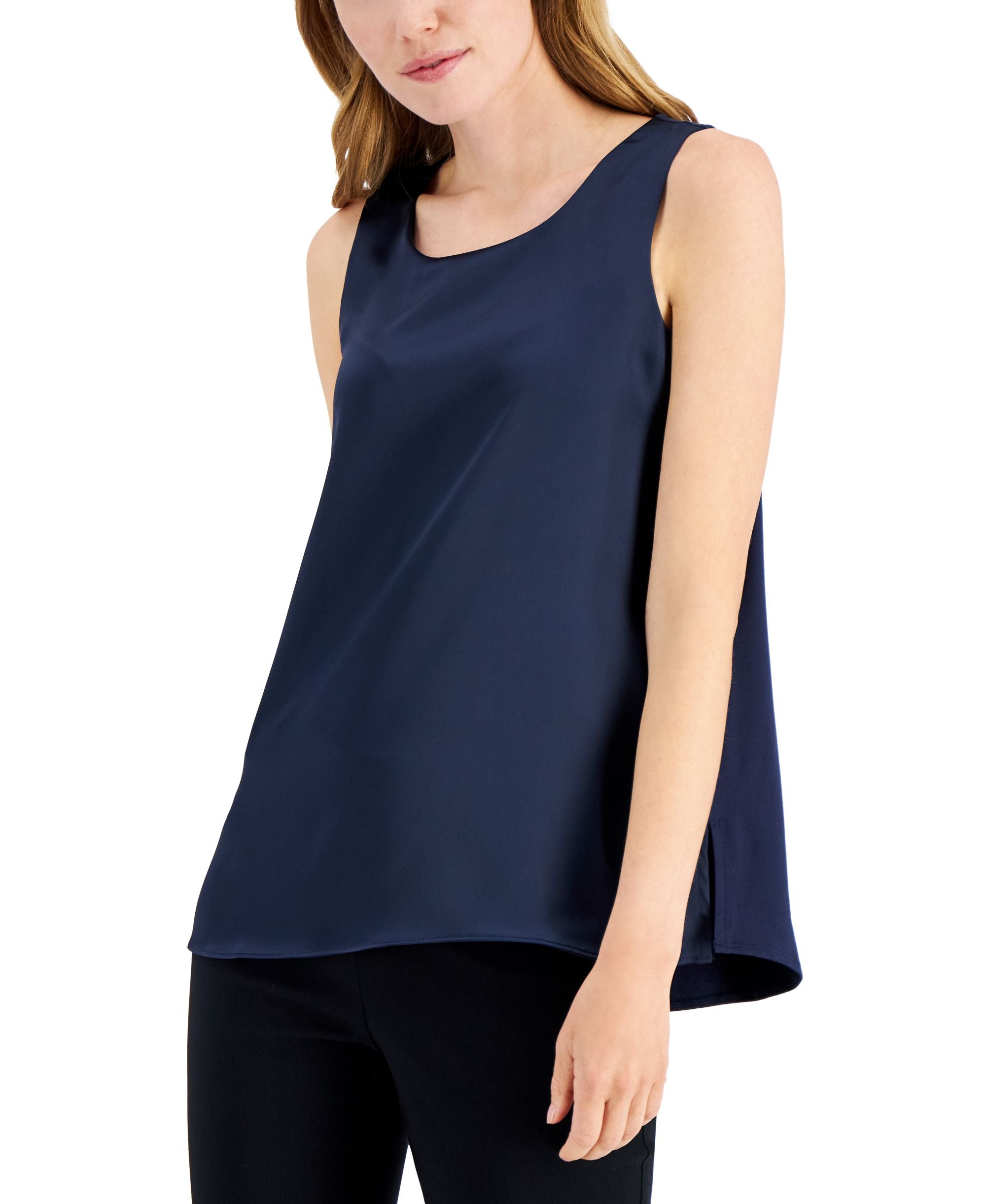 Alfani Womens Satin Front Sleeveless Tank Premium Top