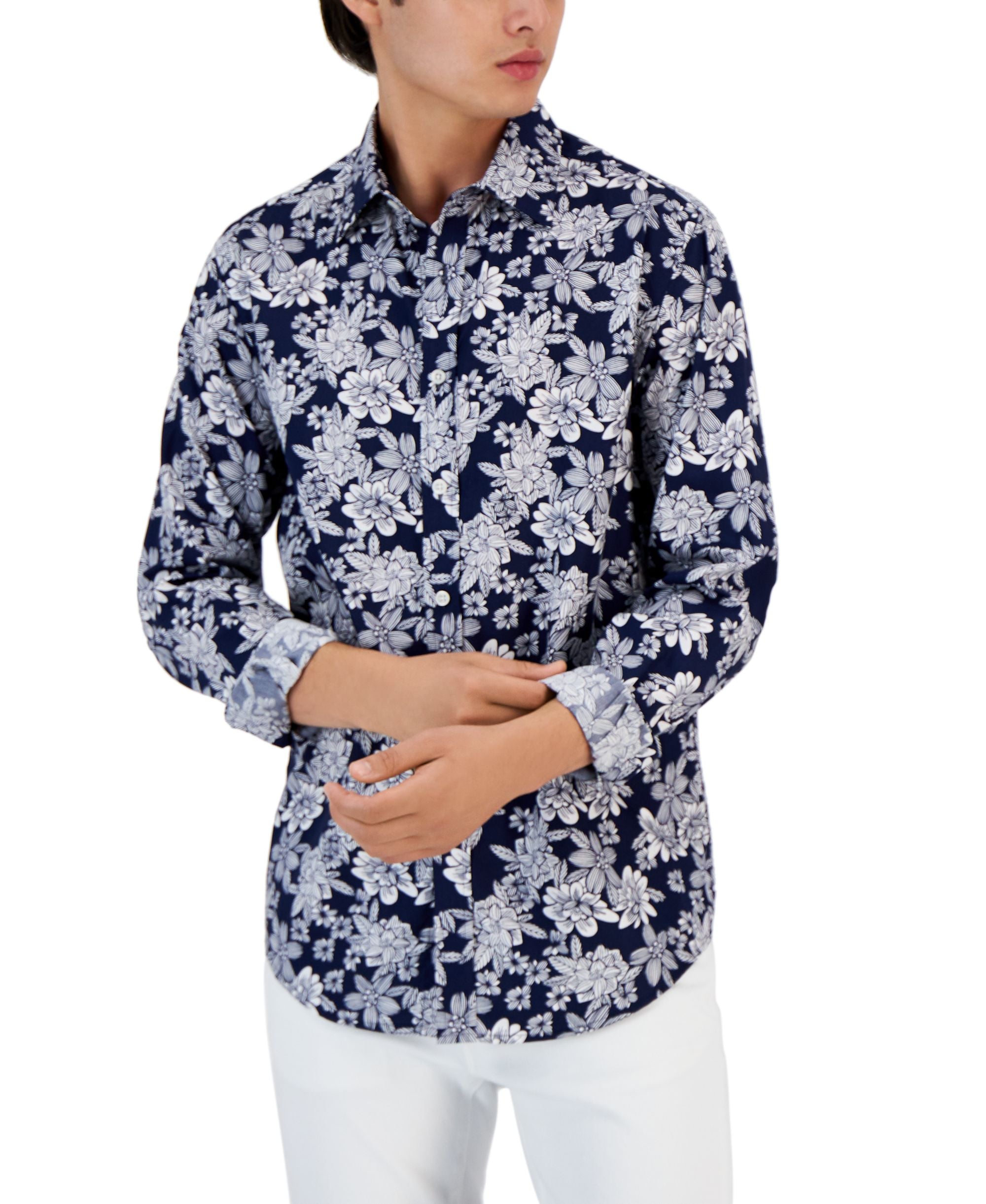 Club Room Mens Zalina Floral Modern Shirt