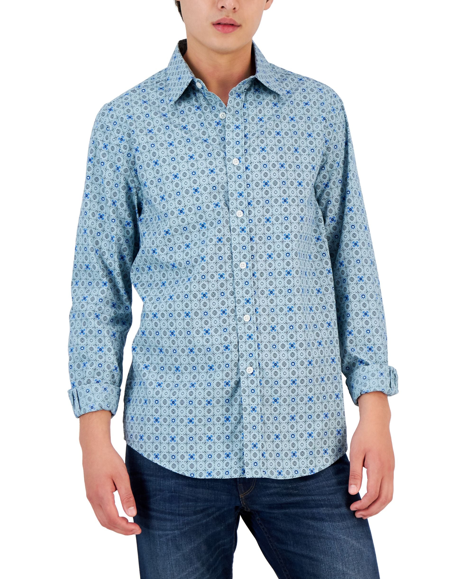 Club Room Mens Lopin Foulard Modern Shirt