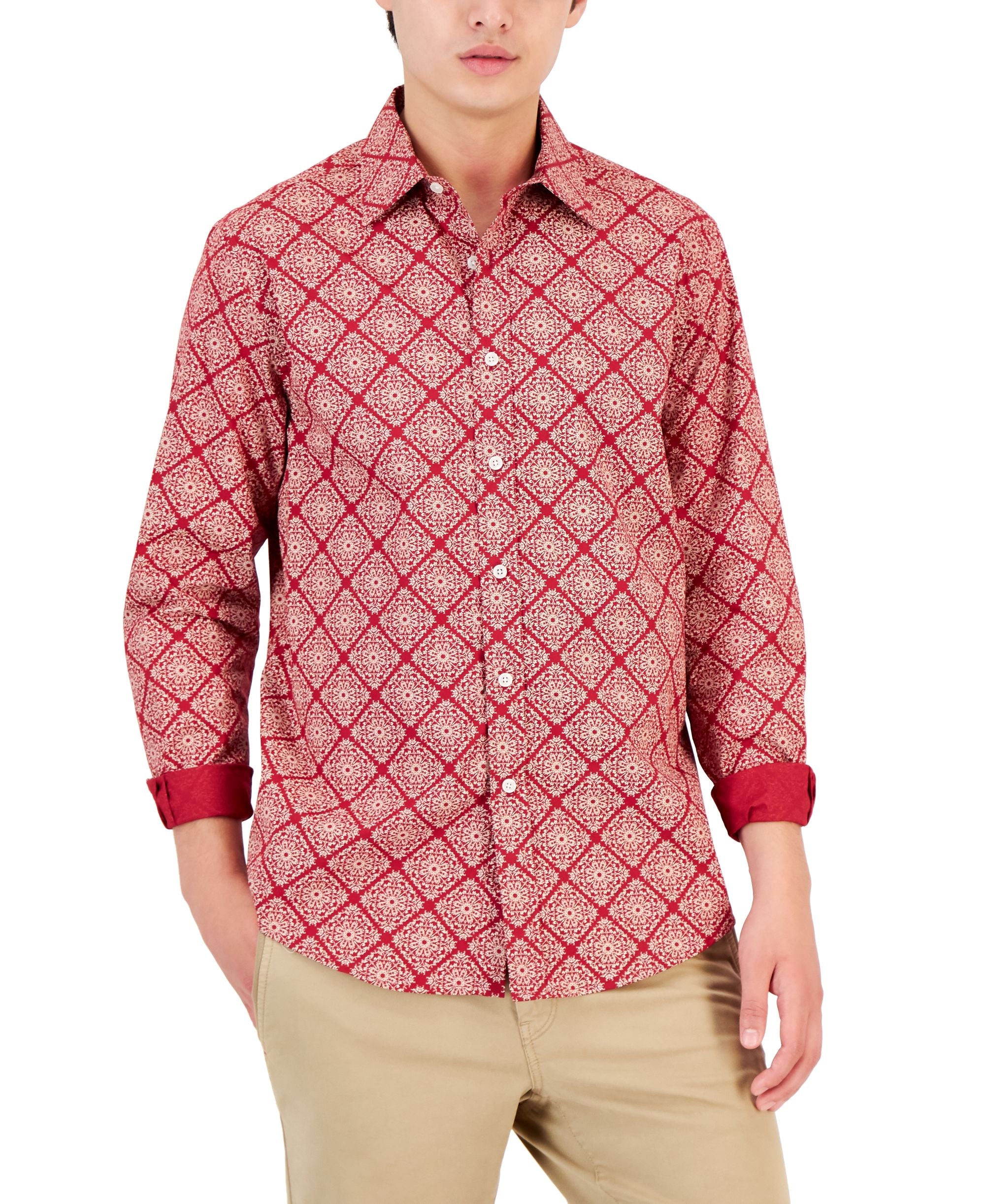 Club Room Mens Lopin Foulard Modern Shirt