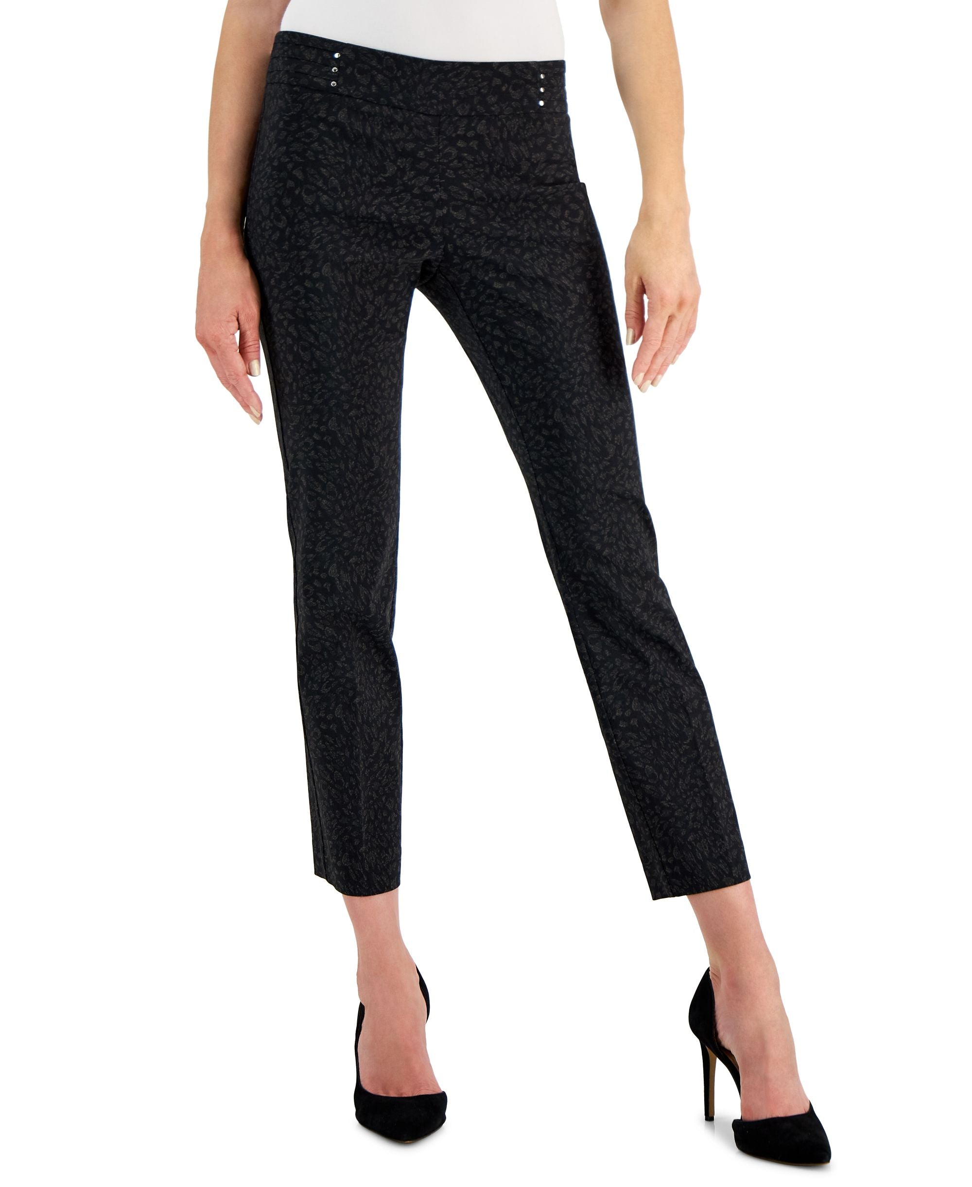 JM Collection Womens Animal Print Comfort-Waist Bandleader Signature Pants