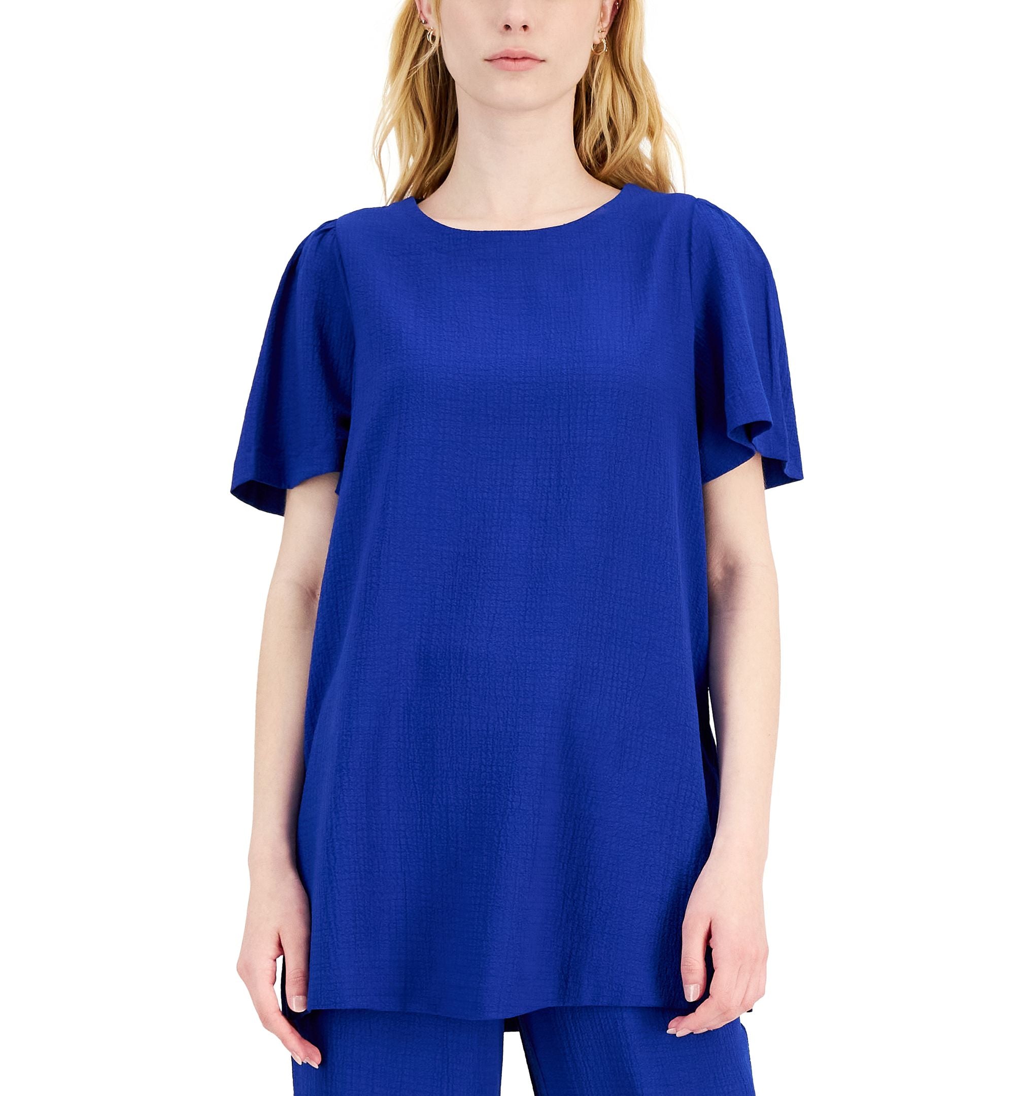 Alfani Short-Sleeve Crinkle Premium Top