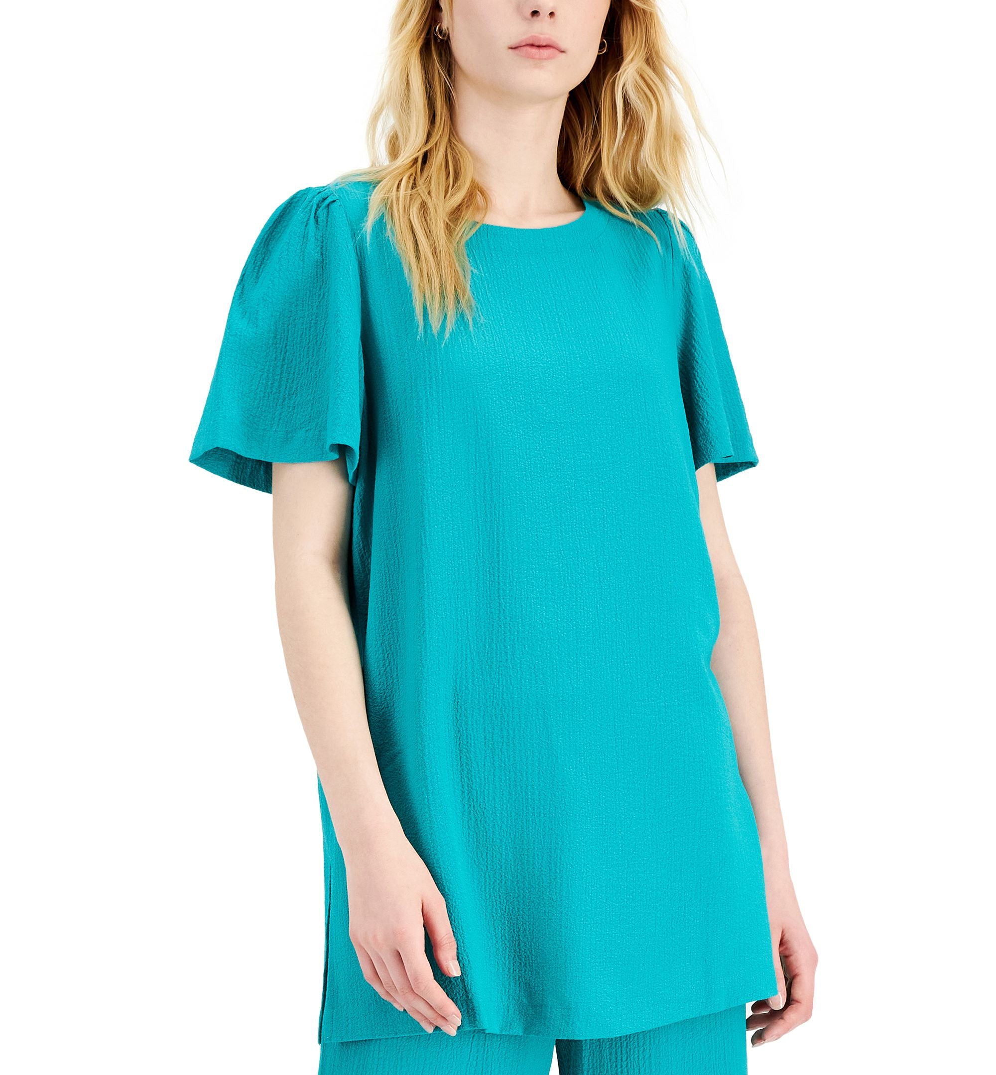 Alfani Short-Sleeve Crinkle Premium Top