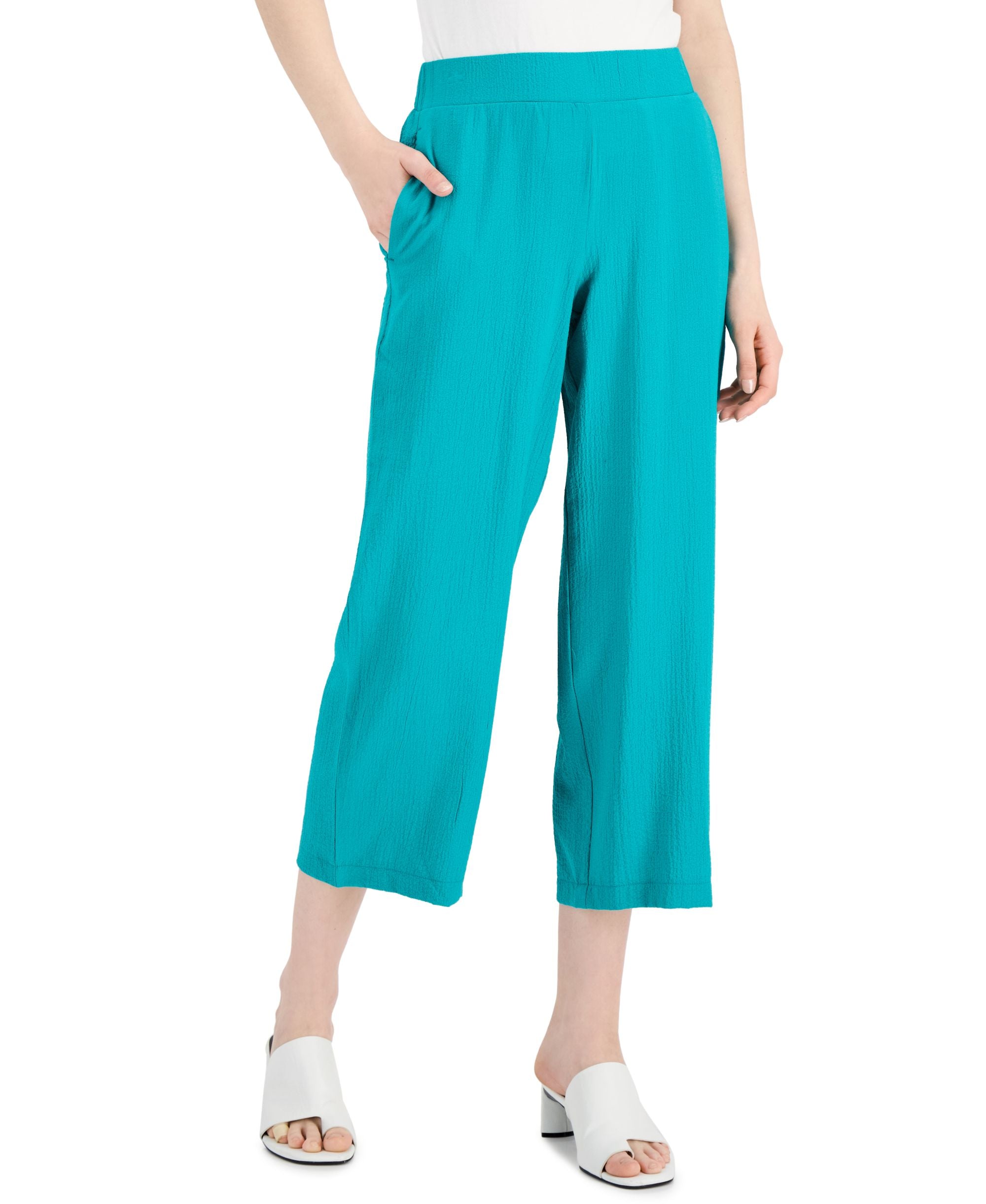 Alfani Crinkle Cropped Signature Pants