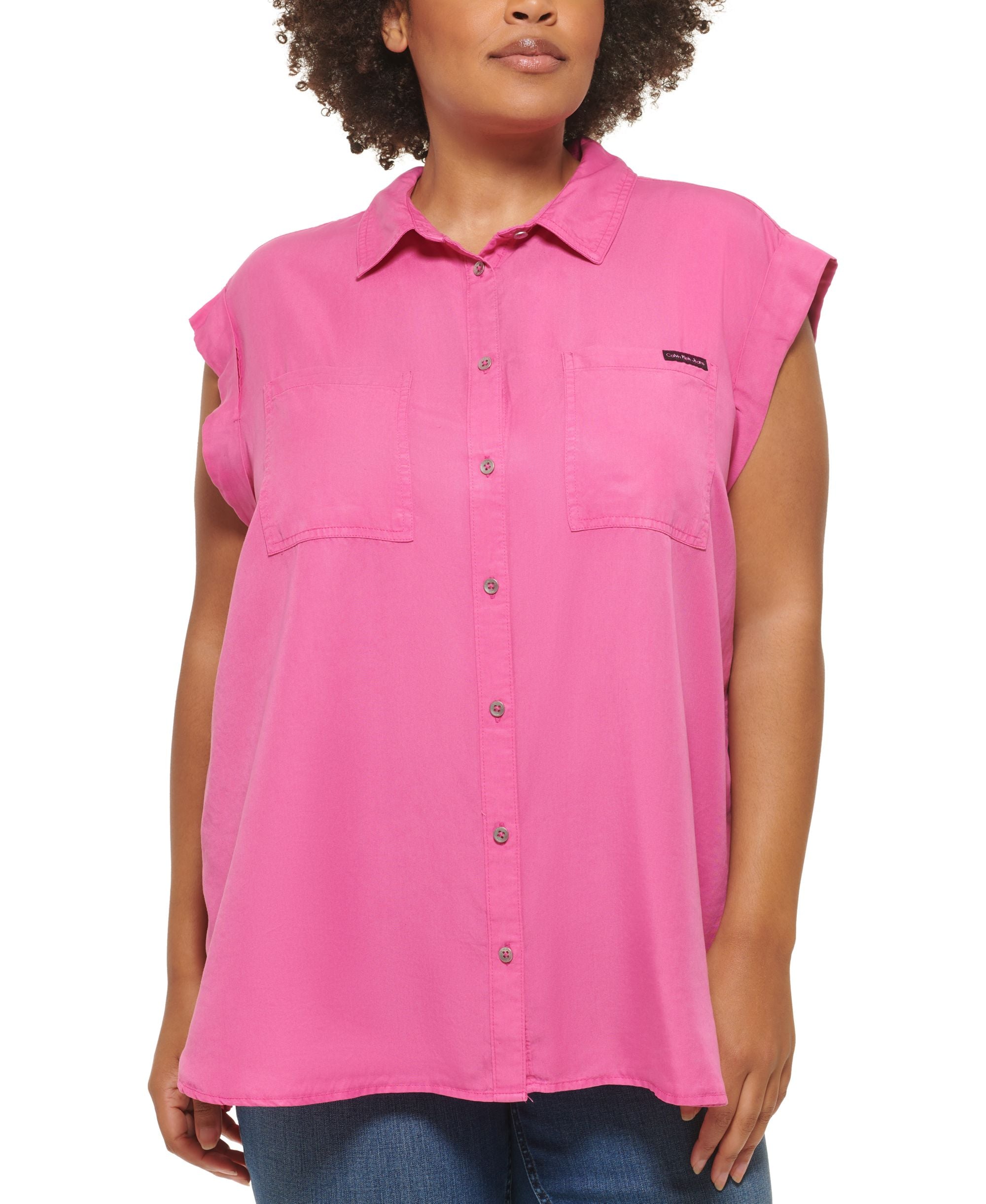 Calvin Klein Premium Jeans Modern Plus Size Cuffed Sleeve Premium Top