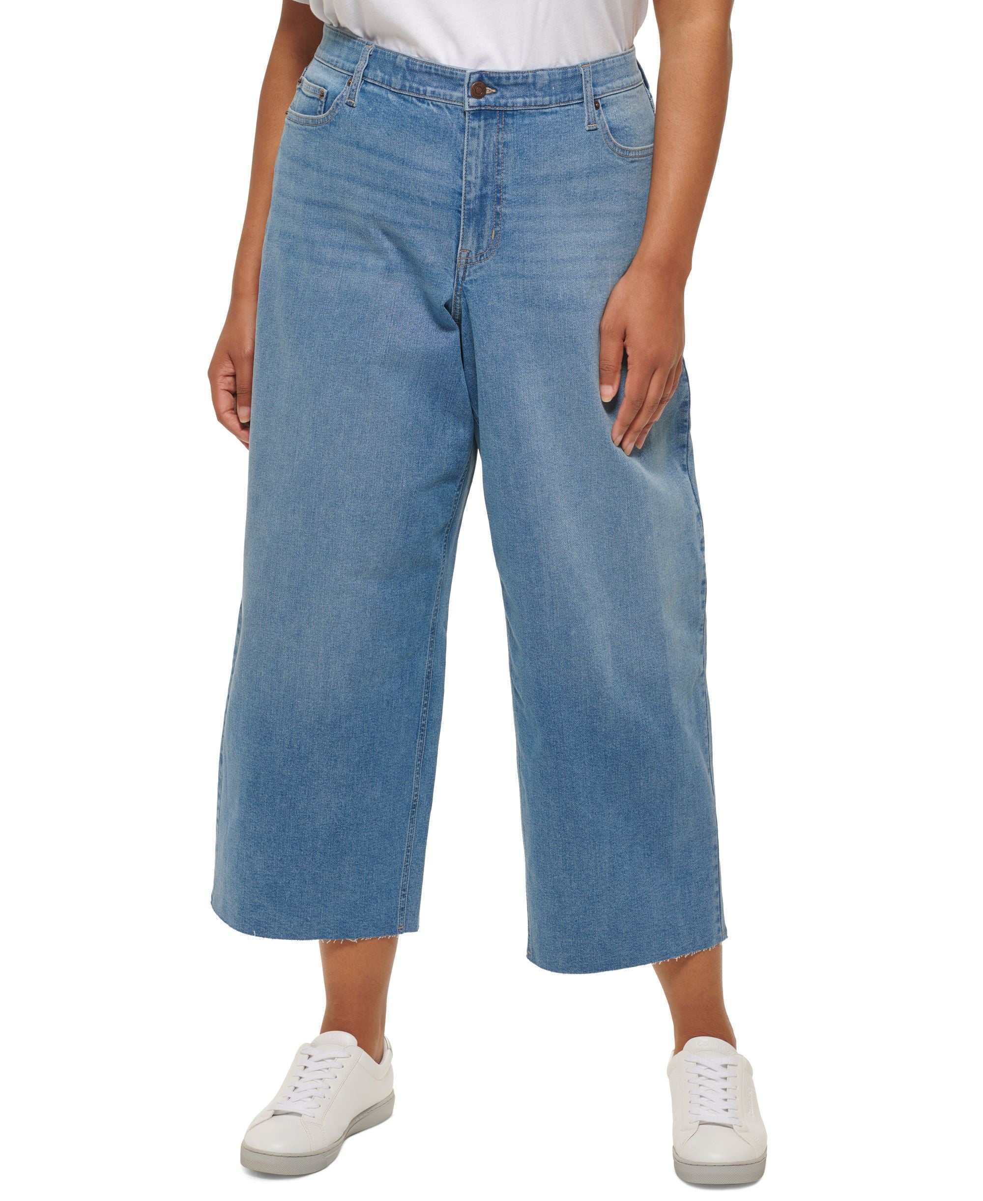 Calvin Klein Premium Jeans Modern Plus Size Wide-Leg Cropped Premium Jeans